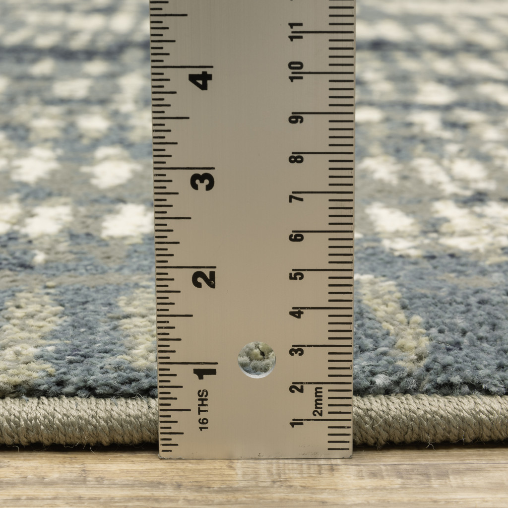 10" X 13" Grey Beige Blue And Light Blue Abstract Power Loom Stain Resistant Area Rug