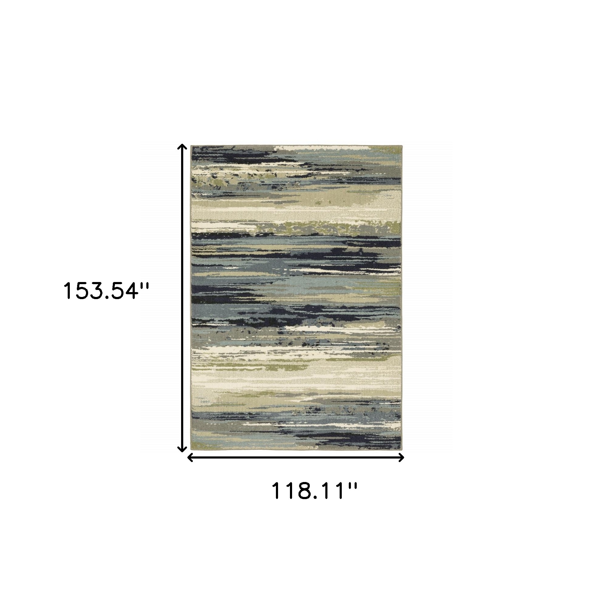 10" X 13" Blue Green Grey Light Blue And Beige Abstract Power Loom Stain Resistant Area Rug