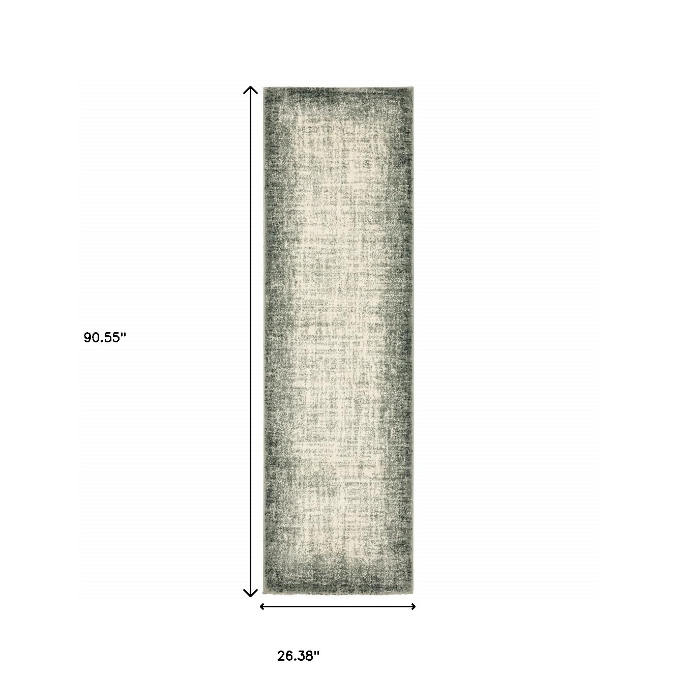 2" X 8" Grey Beige And Blue Power Loom Stain Resistant Runner Rug