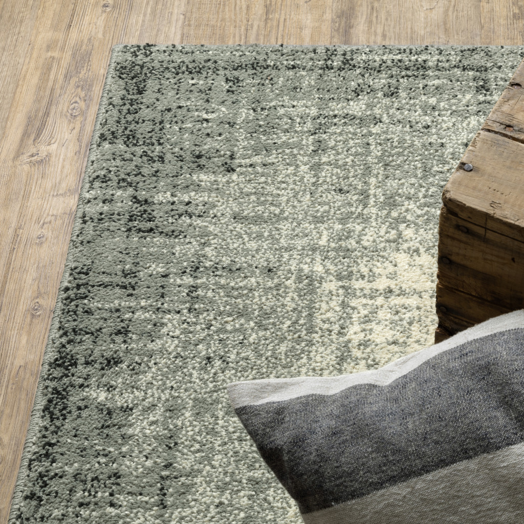 2" X 8" Grey Beige And Blue Power Loom Stain Resistant Runner Rug