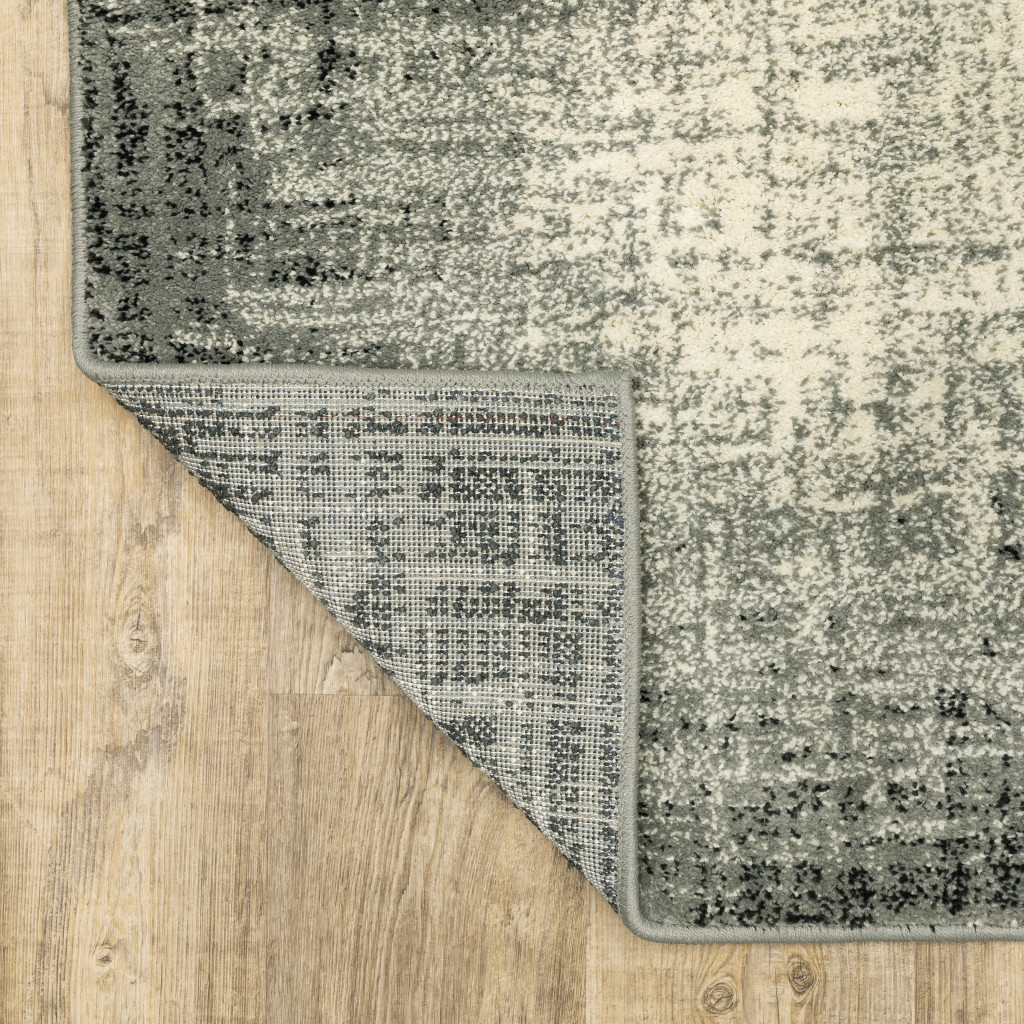 2" X 8" Grey Beige And Blue Power Loom Stain Resistant Runner Rug