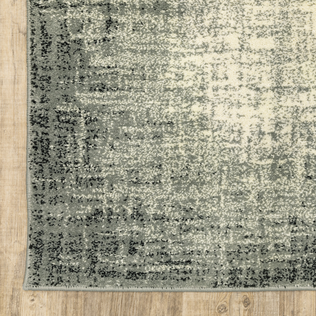 2" X 8" Grey Beige And Blue Power Loom Stain Resistant Runner Rug