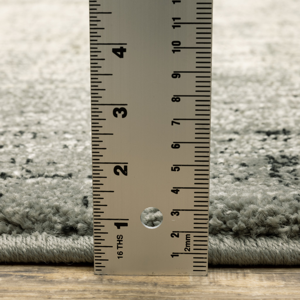 2" X 8" Grey Beige And Blue Power Loom Stain Resistant Runner Rug
