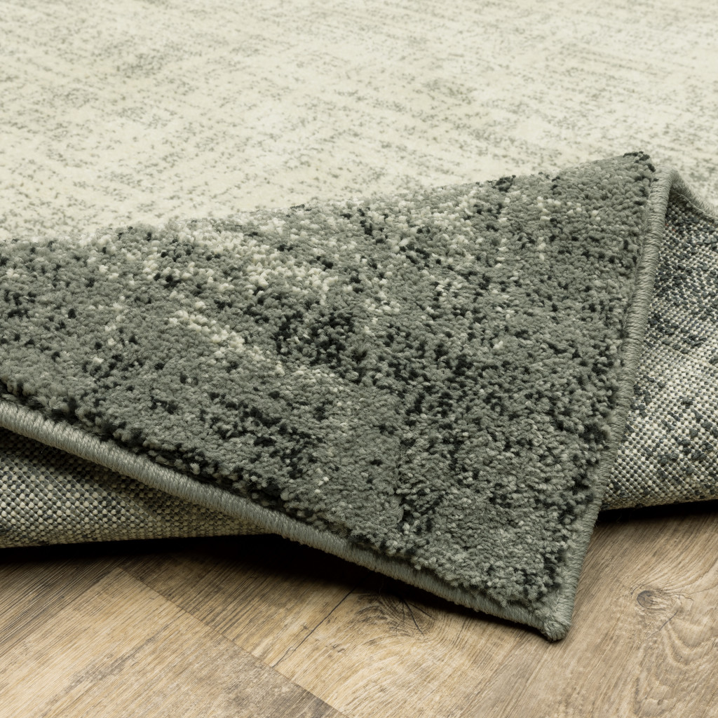 2" X 8" Grey Beige And Blue Power Loom Stain Resistant Runner Rug