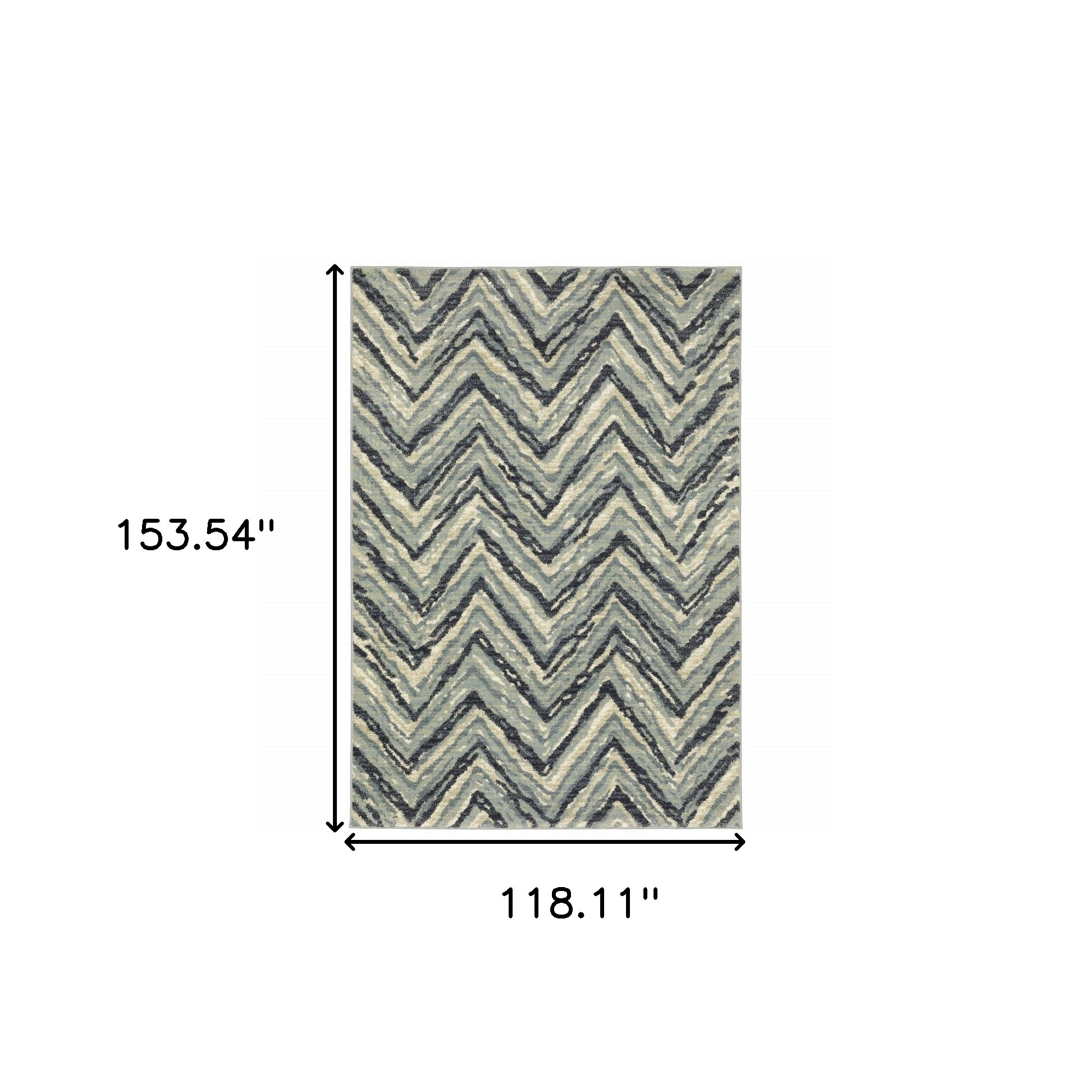 10" X 13" Gray and Ivory Geometric Power Loom Area Rug