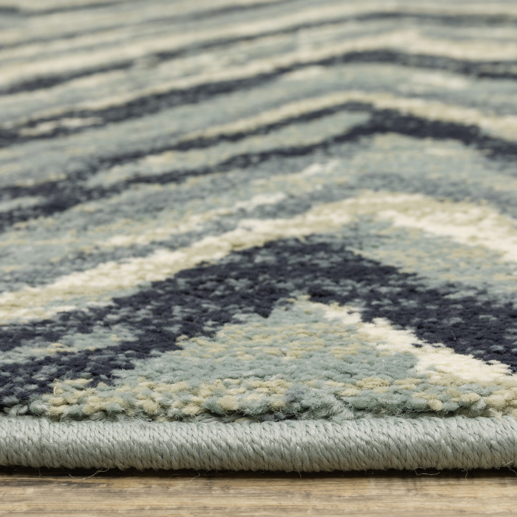 10" X 13" Gray and Ivory Geometric Power Loom Area Rug