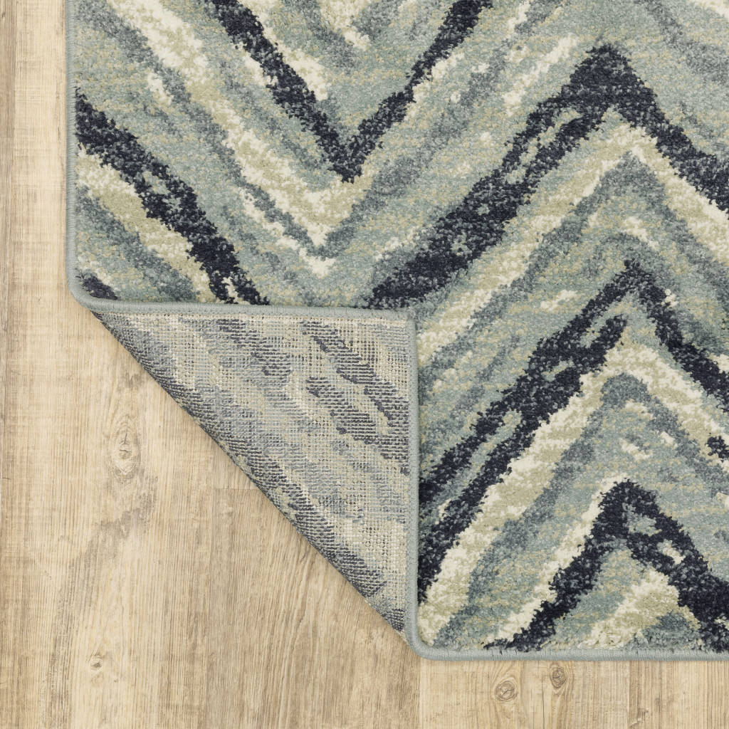 10" X 13" Gray and Ivory Geometric Power Loom Area Rug