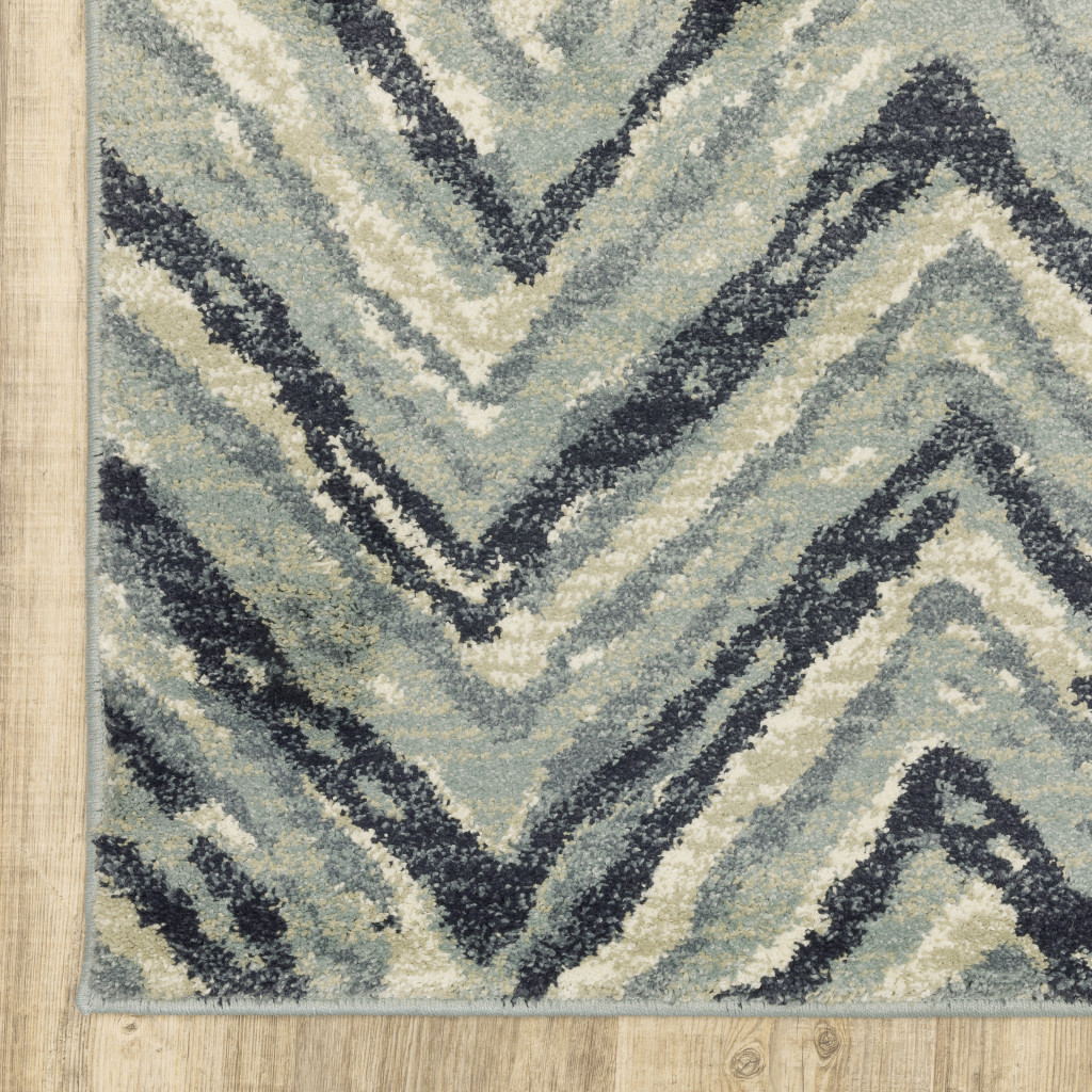 10" X 13" Gray and Ivory Geometric Power Loom Area Rug
