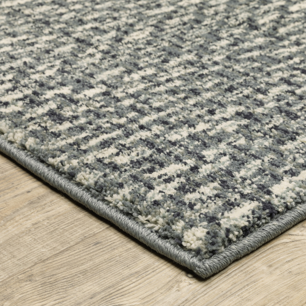 10" X 13" Gray and Ivory Geometric Power Loom Area Rug