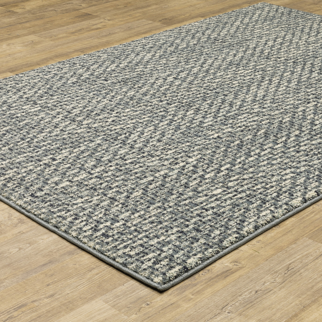 10" X 13" Gray and Ivory Geometric Power Loom Area Rug
