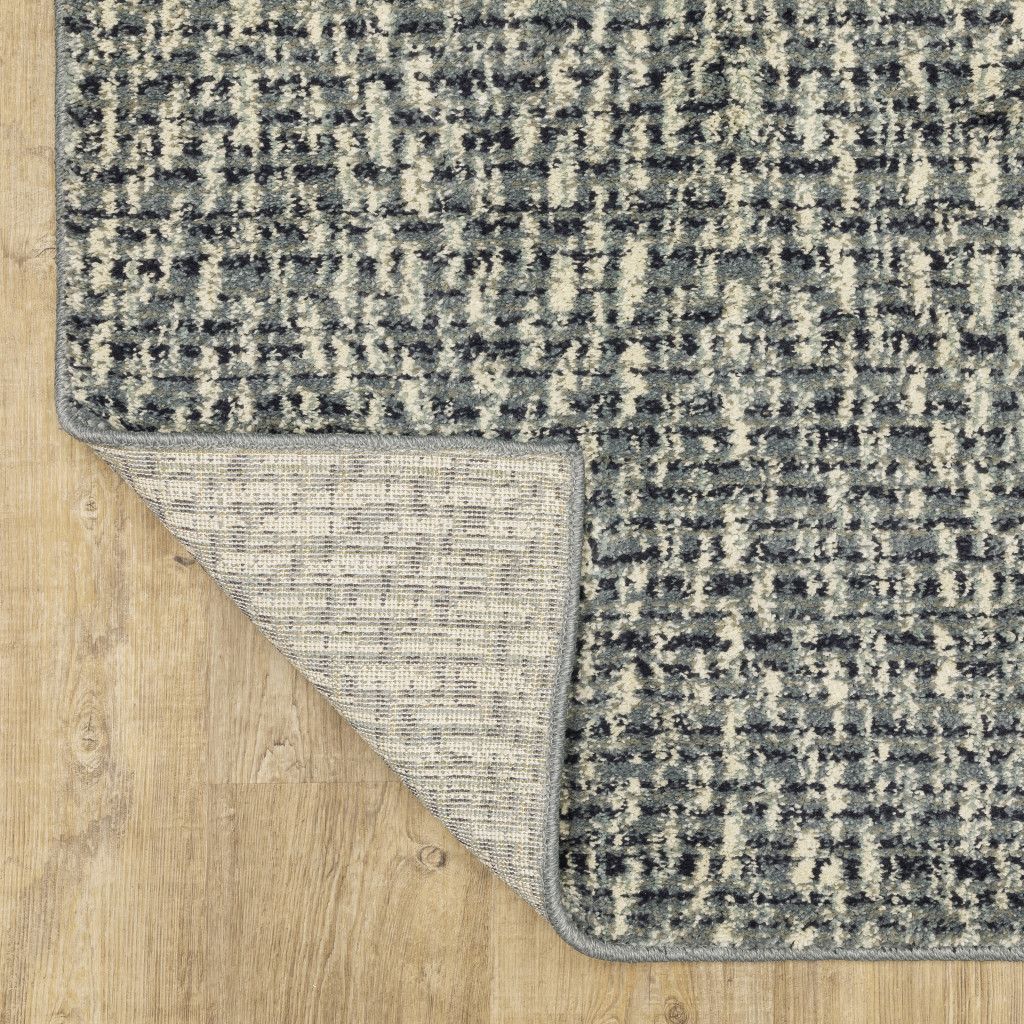 10" X 13" Gray and Ivory Geometric Power Loom Area Rug