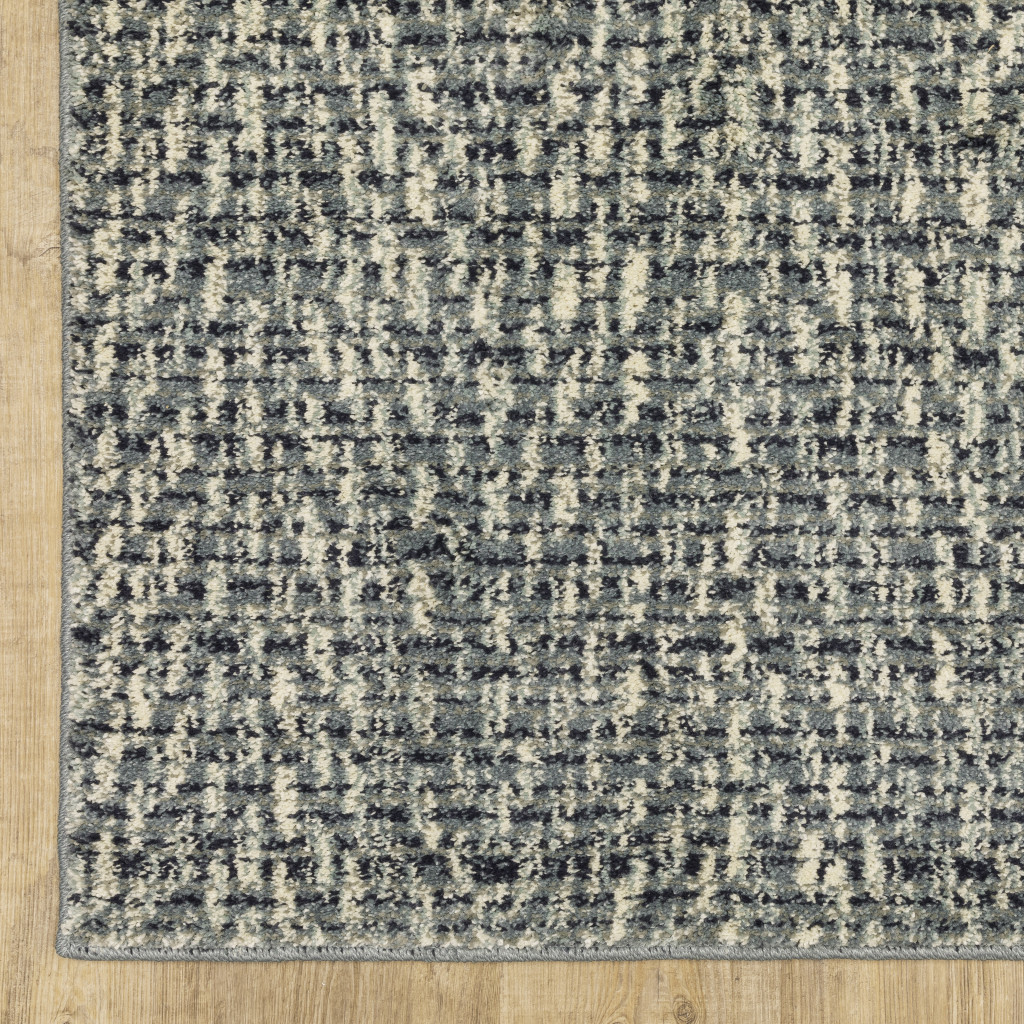 10" X 13" Gray and Ivory Geometric Power Loom Area Rug