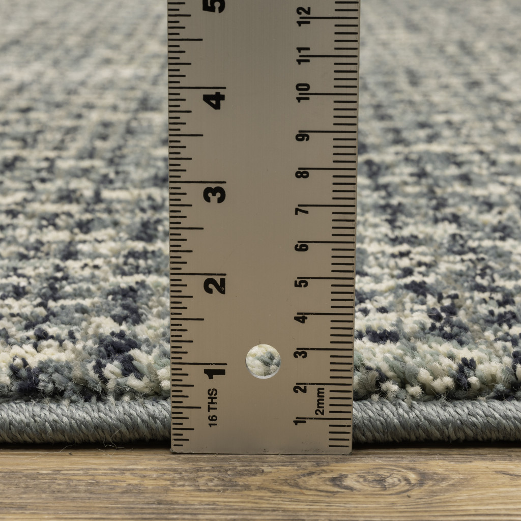 10" X 13" Gray and Ivory Geometric Power Loom Area Rug
