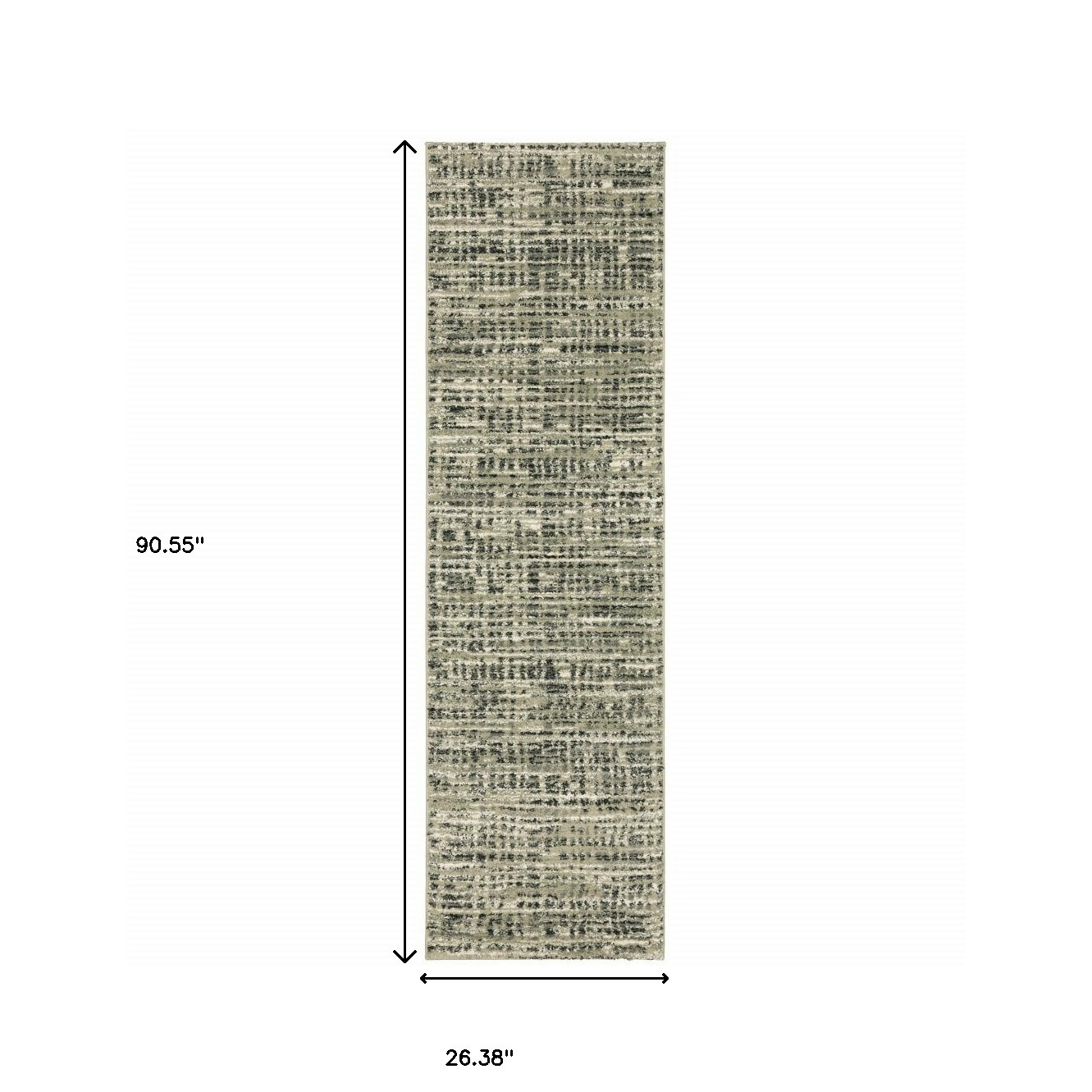 2" X 8" Beige Grey Ivory And Sage Blue Geometric Power Loom Stain Resistant Runner Rug