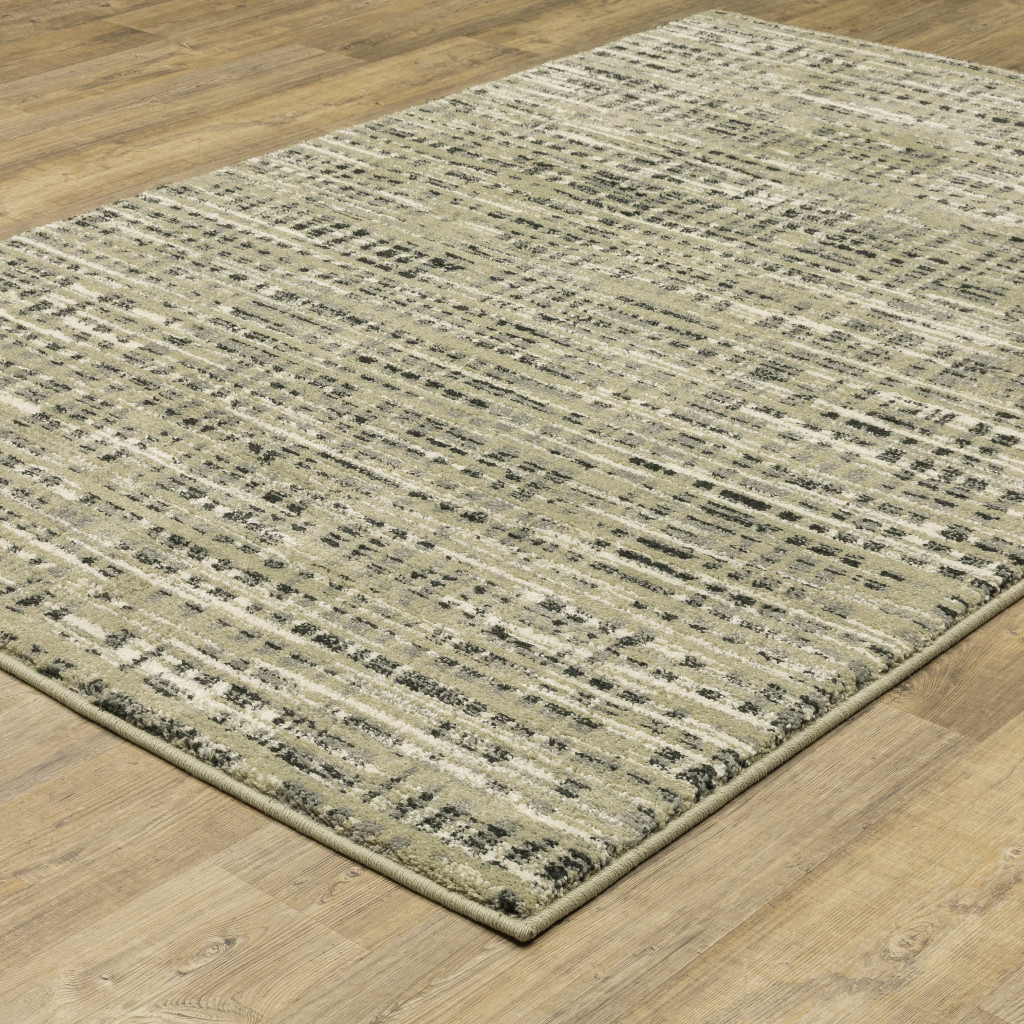 10" X 13" Gray and Ivory Geometric Power Loom Area Rug