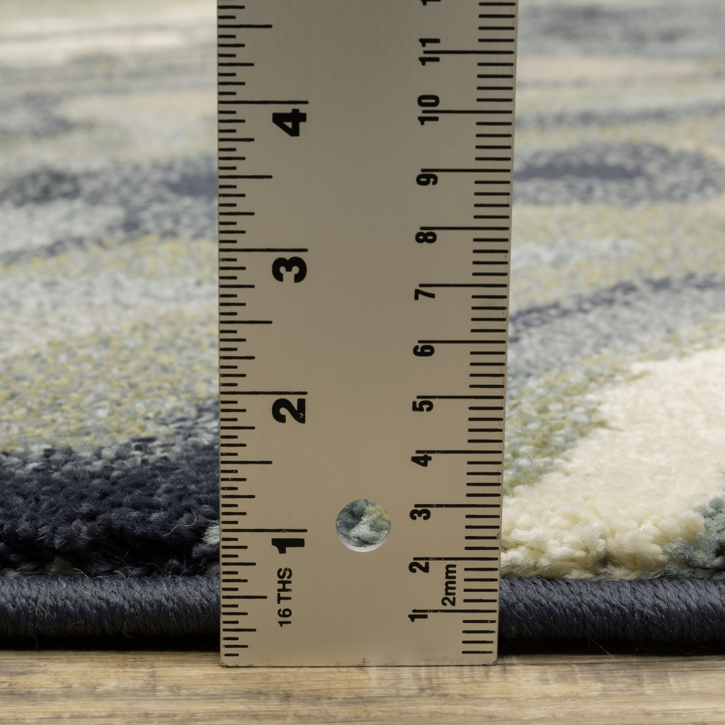 10" X 13" Blue Green And Grey Abstract Power Loom Stain Resistant Area Rug