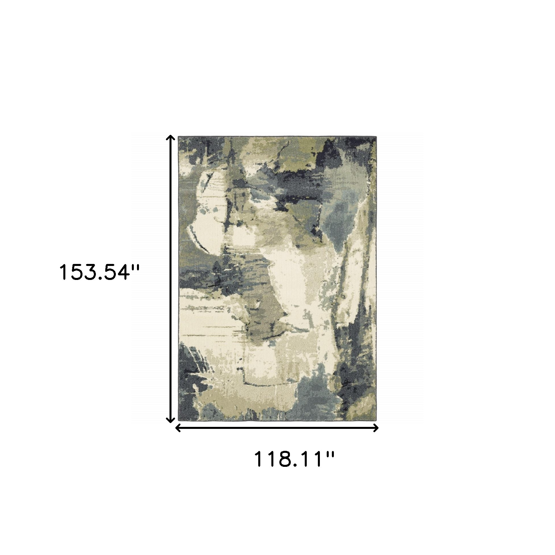 10" X 13" Gray and Ivory Abstract Power Loom Area Rug