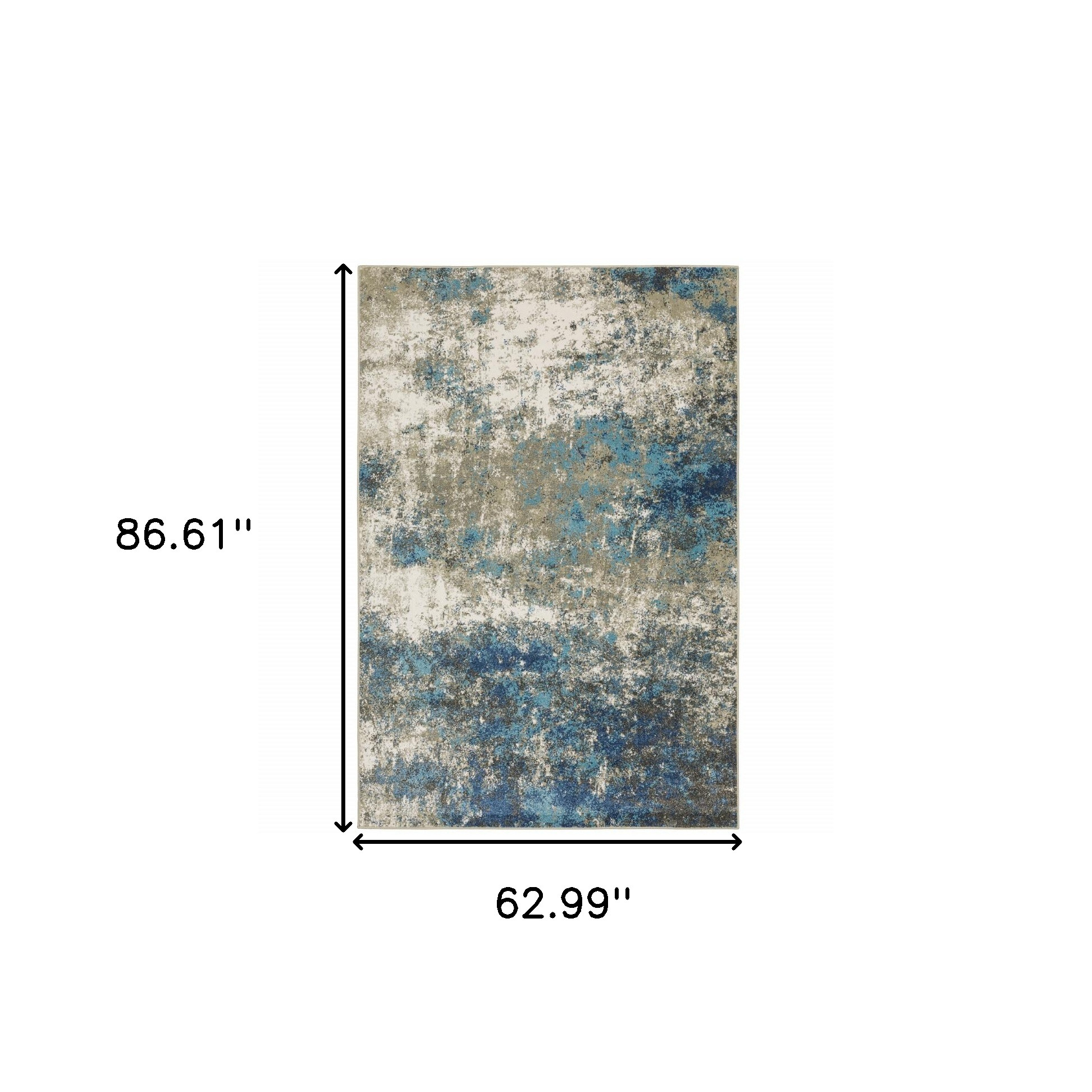 5" X 7" Blue Grey And Beige Abstract Power Loom Stain Resistant Area Rug