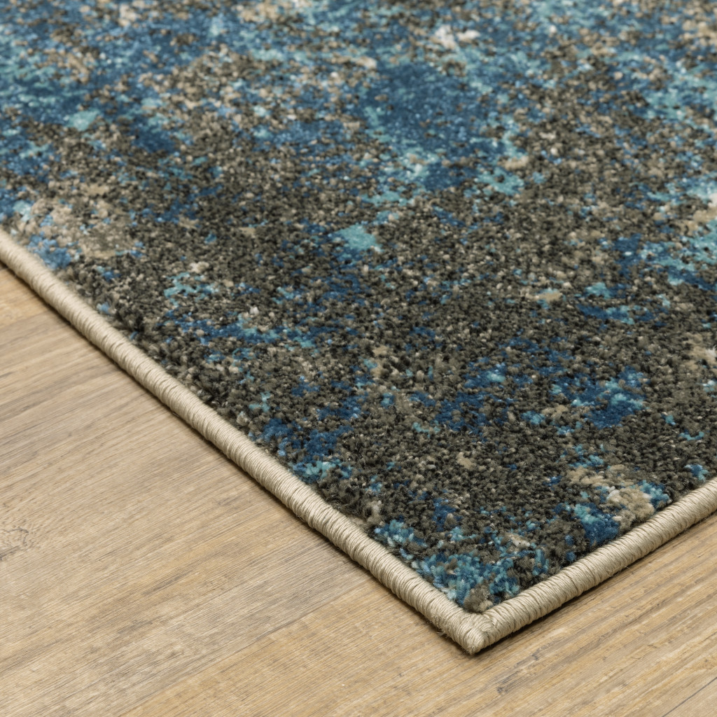 5" X 7" Blue Grey And Beige Abstract Power Loom Stain Resistant Area Rug