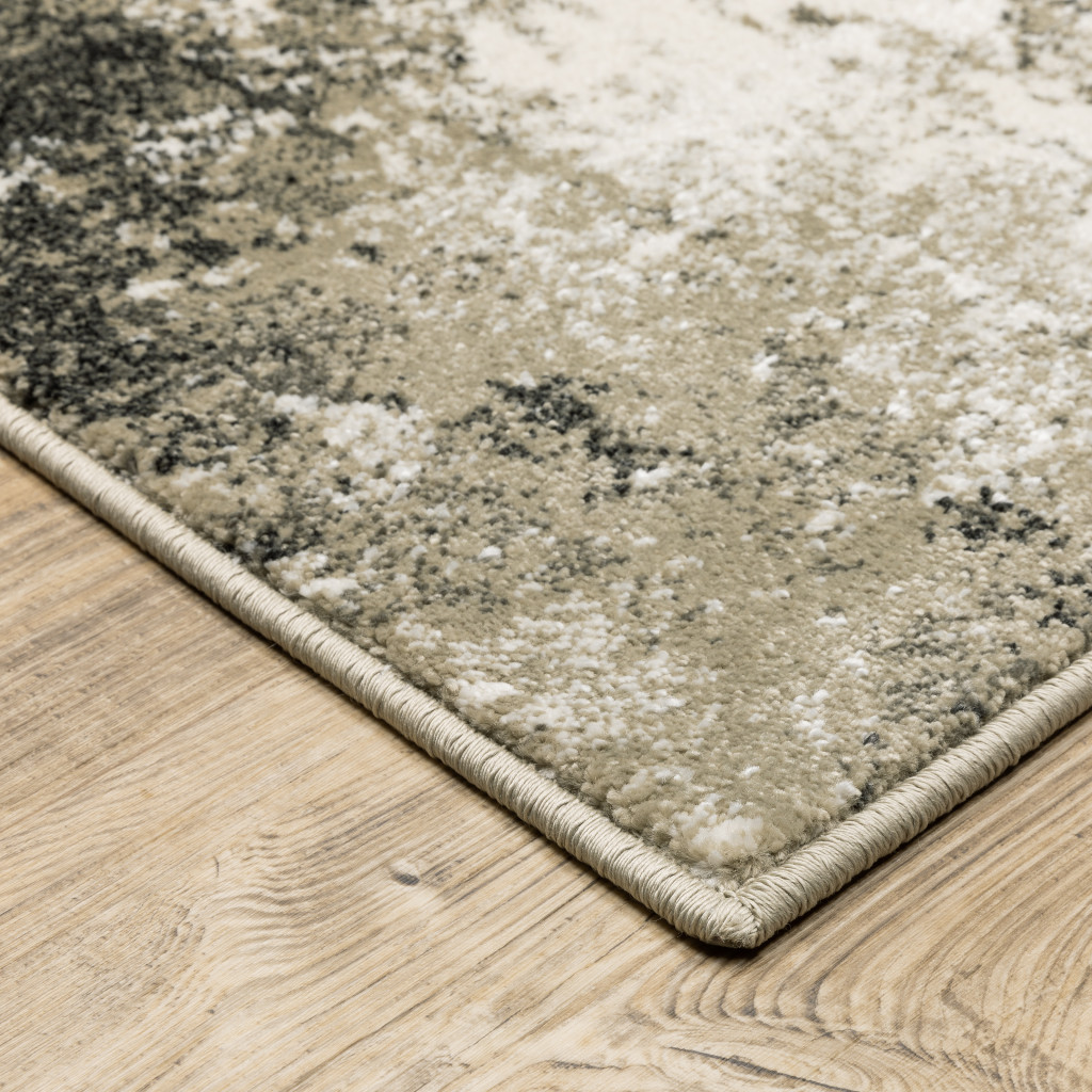 8" X 10" Gray and Ivory Abstract Power Loom Area Rug