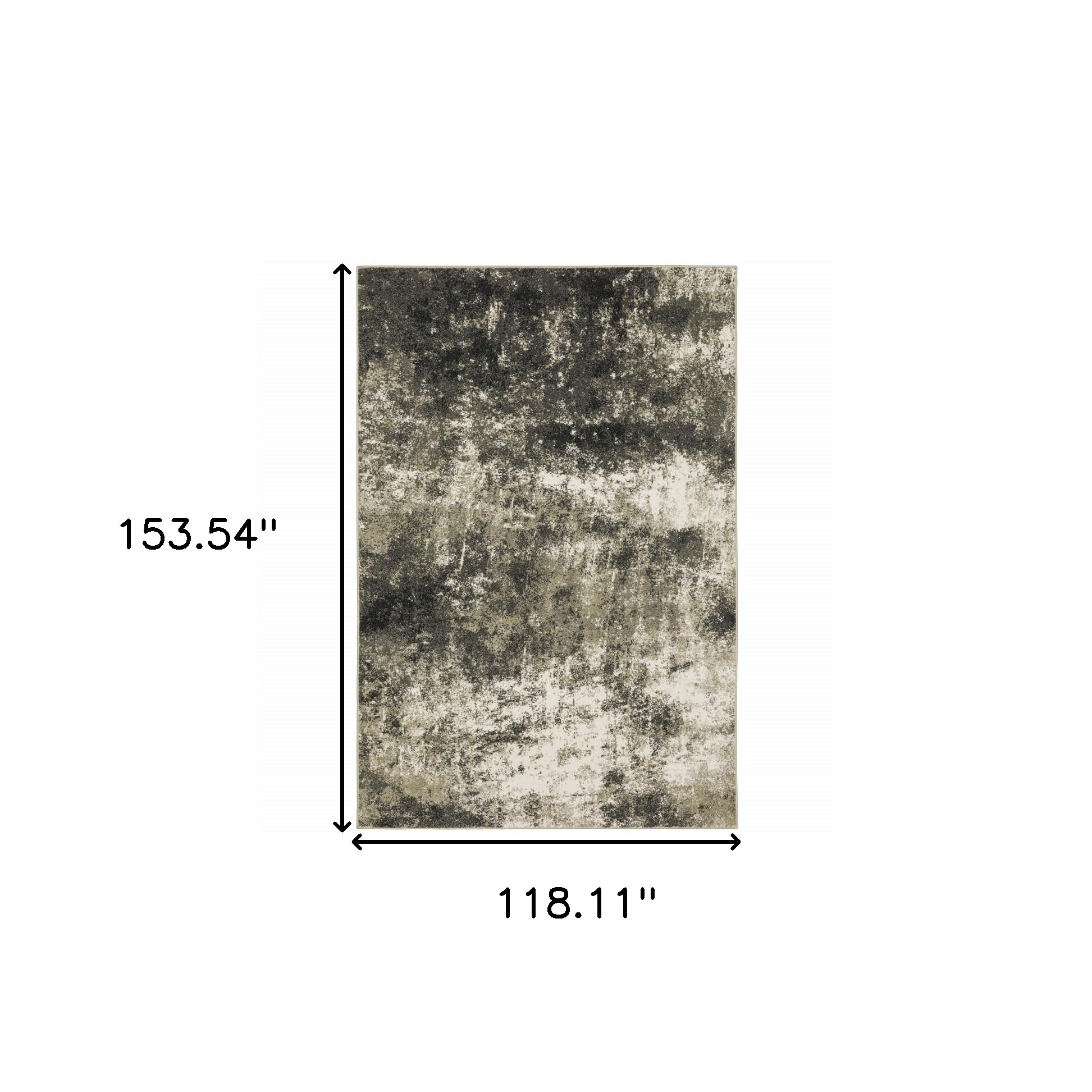 10" X 13" Gray and Ivory Abstract Power Loom Area Rug