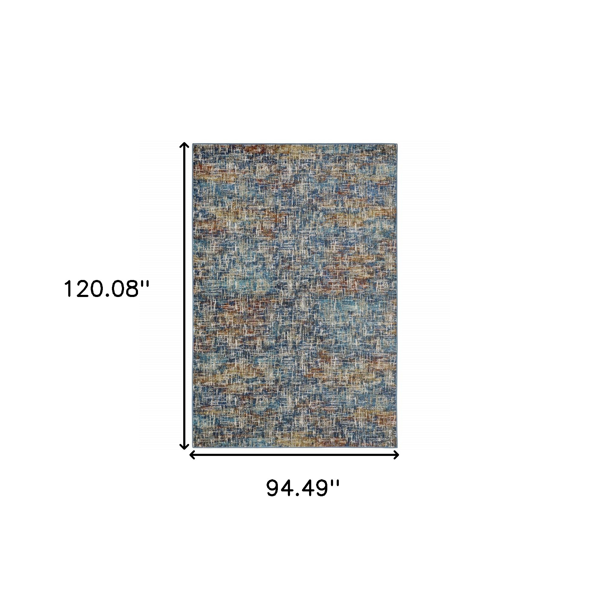 8" X 10" Blue Teal Gold Rust And Beige Abstract Power Loom Stain Resistant Area Rug