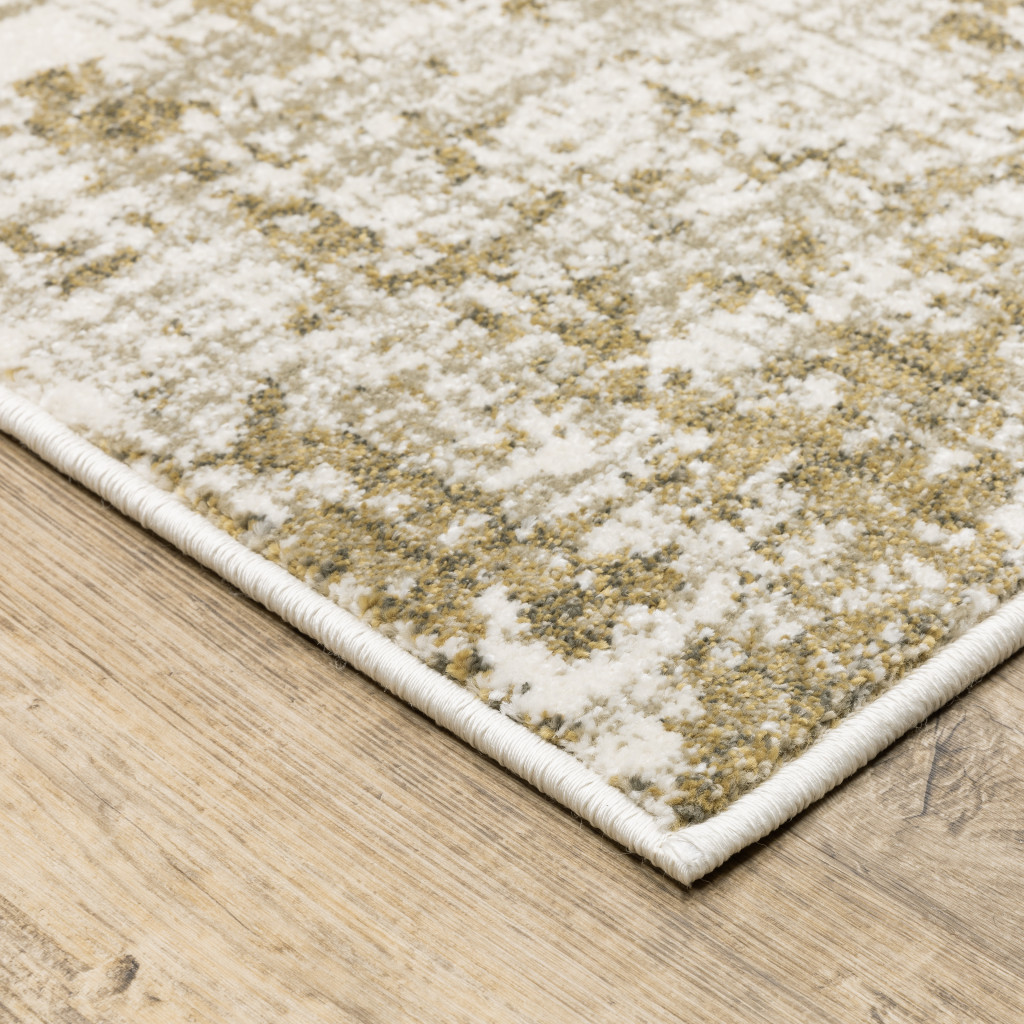 8" X 10" Beige Gold And Grey Abstract Power Loom Stain Resistant Area Rug