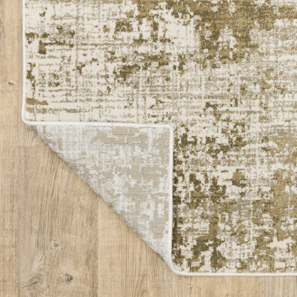 8" X 10" Beige Gold And Grey Abstract Power Loom Stain Resistant Area Rug