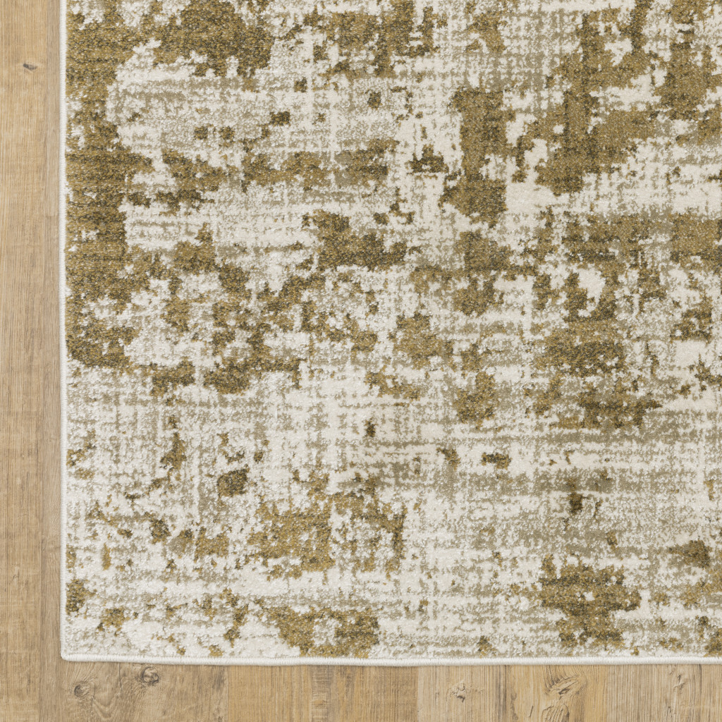 8" X 10" Beige Gold And Grey Abstract Power Loom Stain Resistant Area Rug