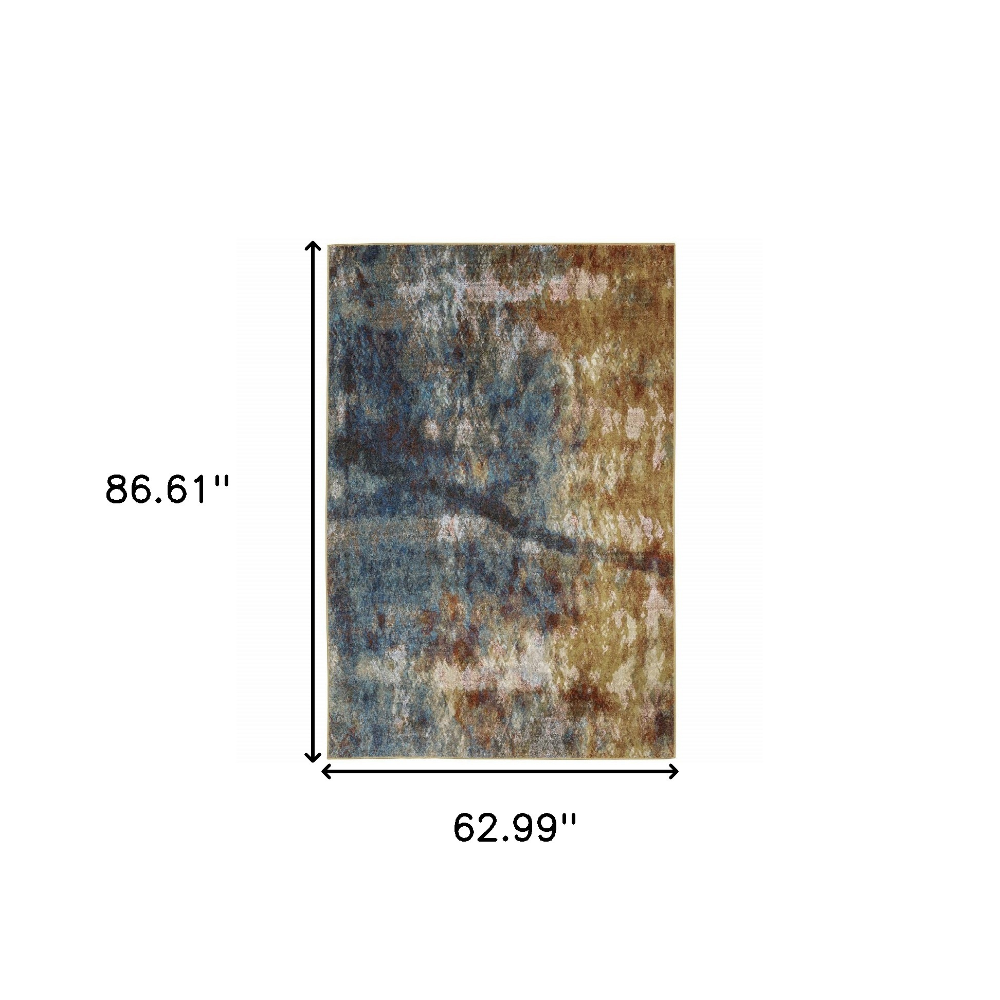 5" X 7" Blue Gold Teal Rust Grey And Beige Abstract Power Loom Stain Resistant Area Rug