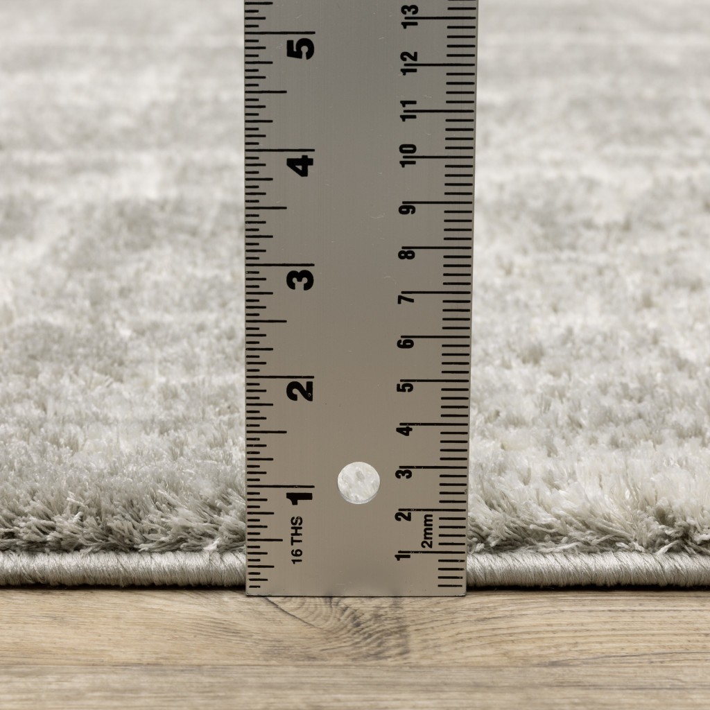2" X 8" Grey And Ivory Abstract Shag Power Loom Stain Resistant Runner Rug
