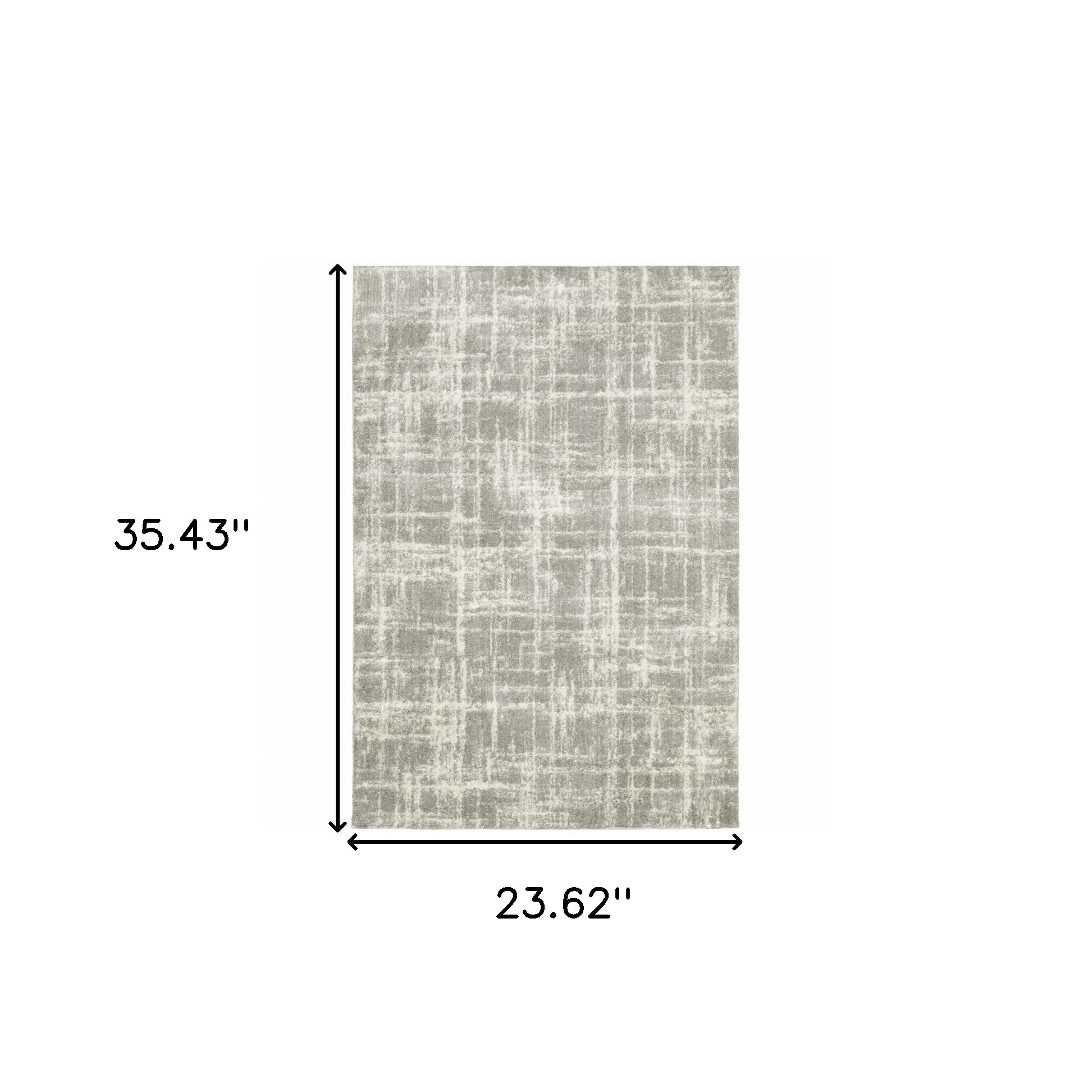 2" X 3" Grey And Ivory Abstract Shag Power Loom Stain Resistant Area Rug