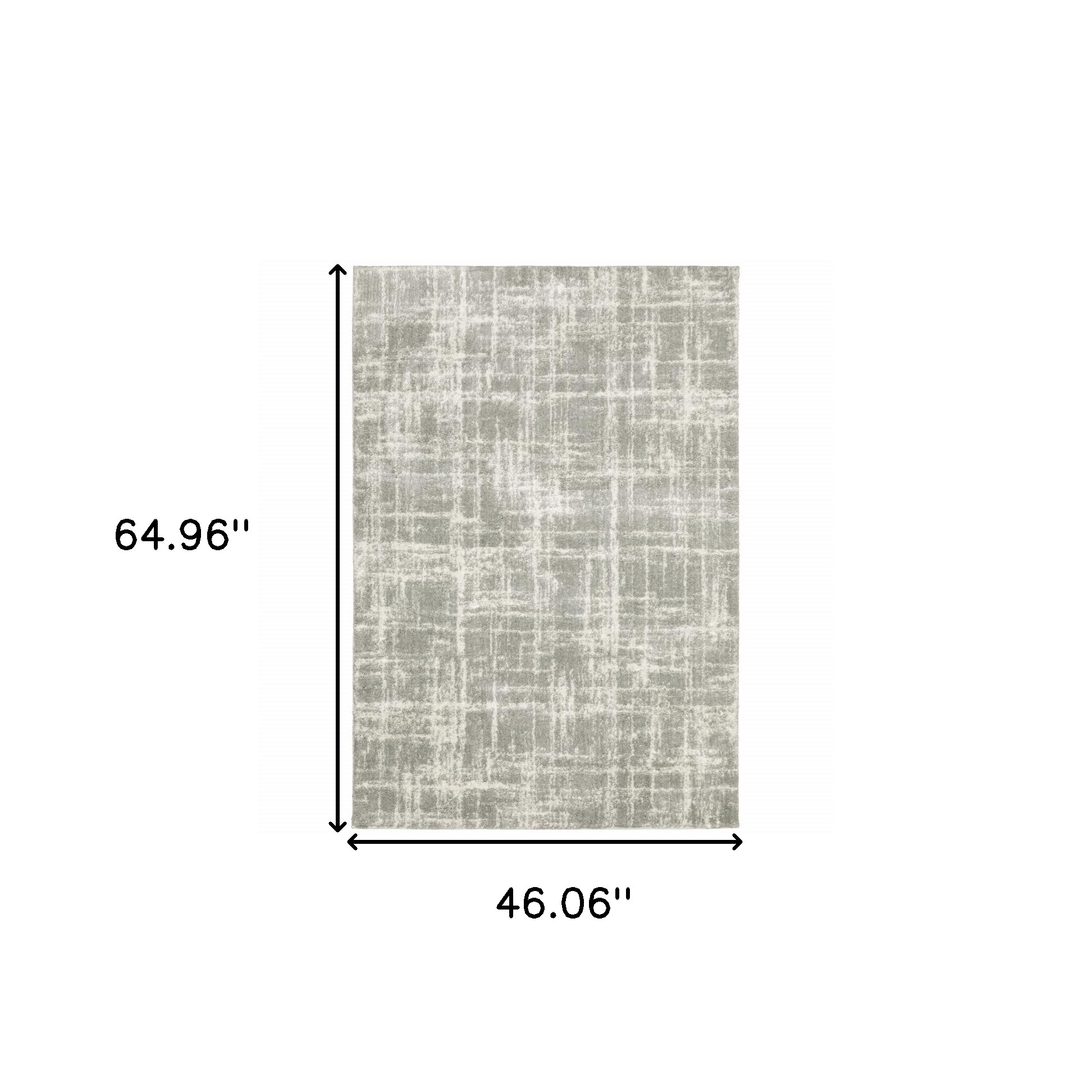 4" X 6" Grey And Ivory Abstract Shag Power Loom Stain Resistant Area Rug