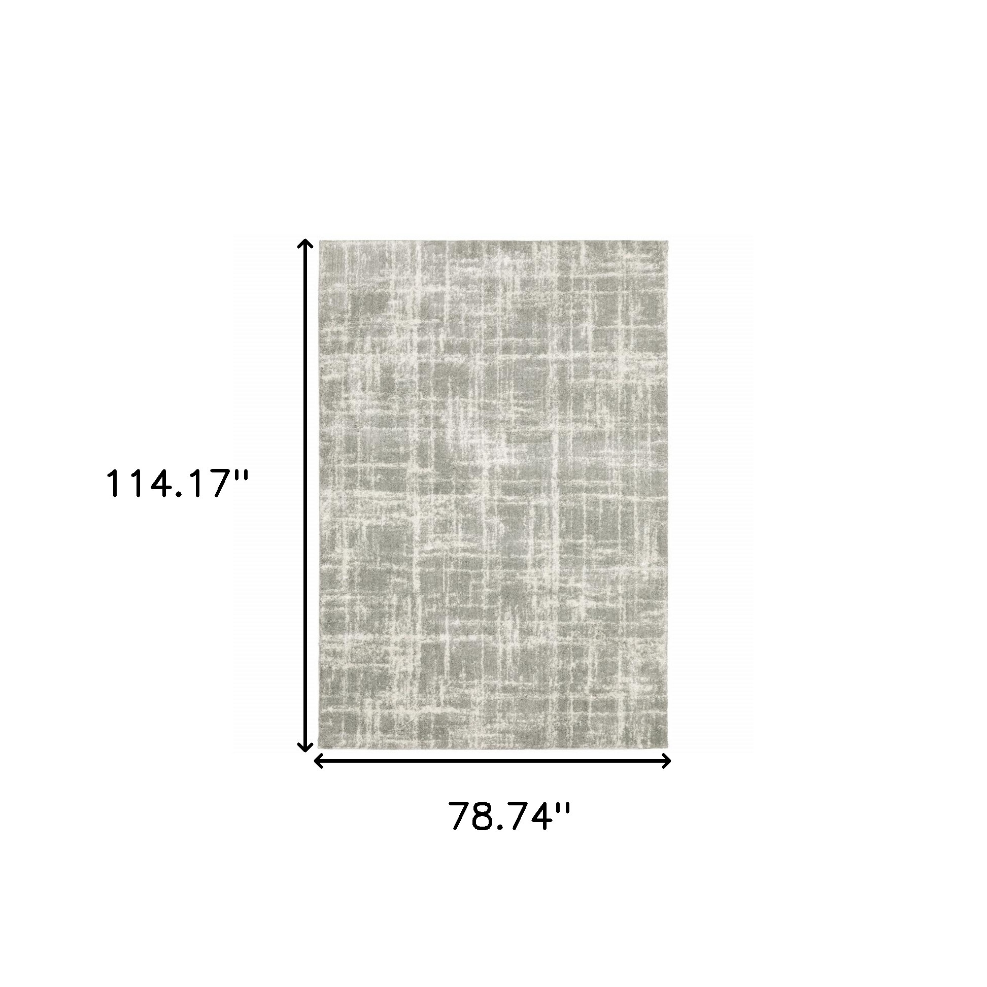 6" X 9" Grey And Ivory Abstract Shag Power Loom Stain Resistant Area Rug