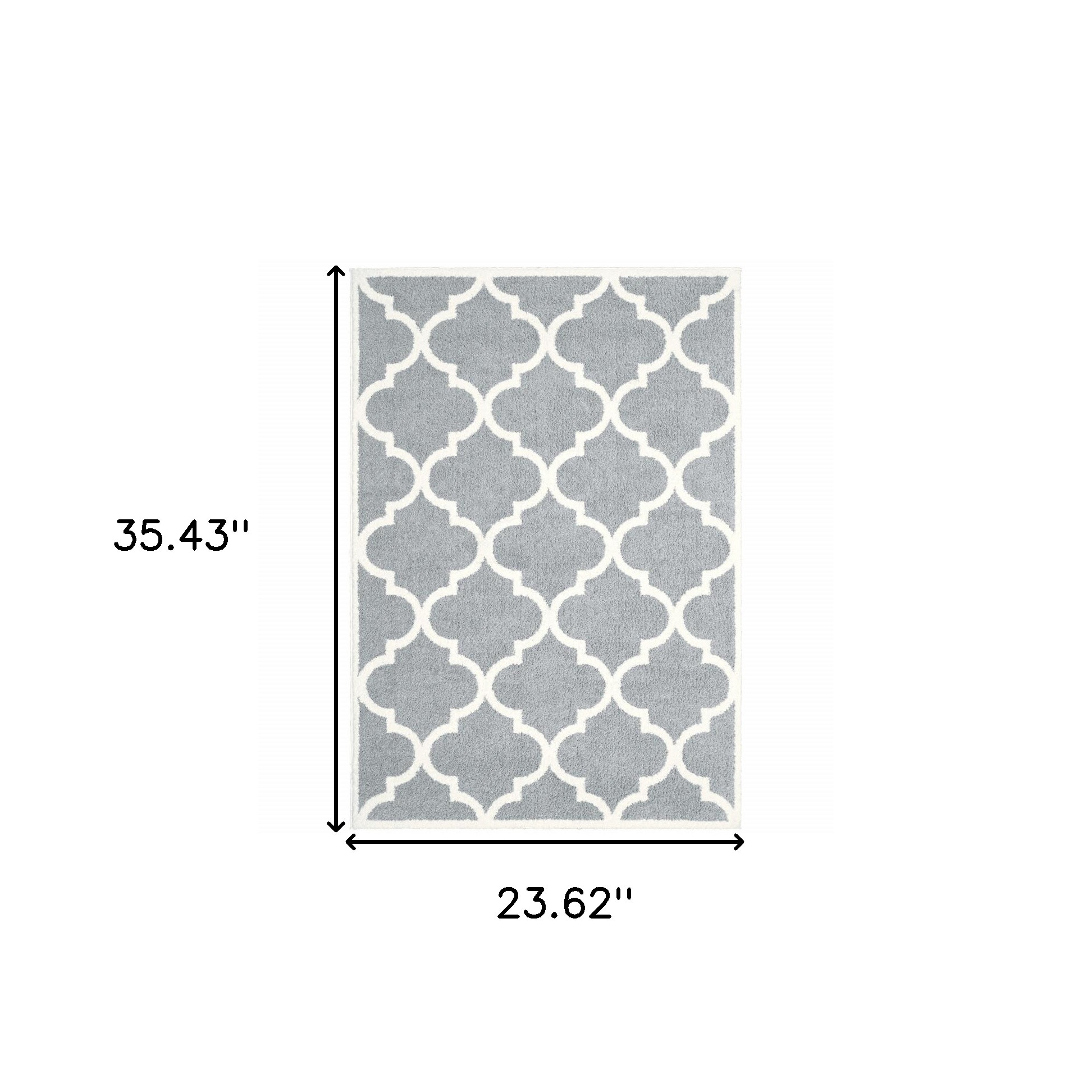 2" X 3" Grey And Ivory Geometric Shag Power Loom Stain Resistant Area Rug