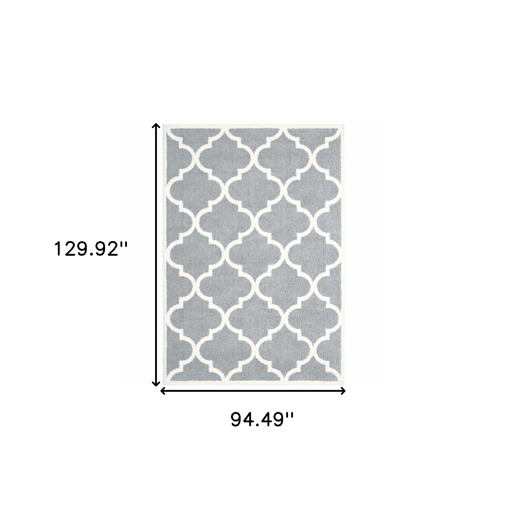 8" X 11" Grey And Ivory Geometric Shag Power Loom Stain Resistant Area Rug