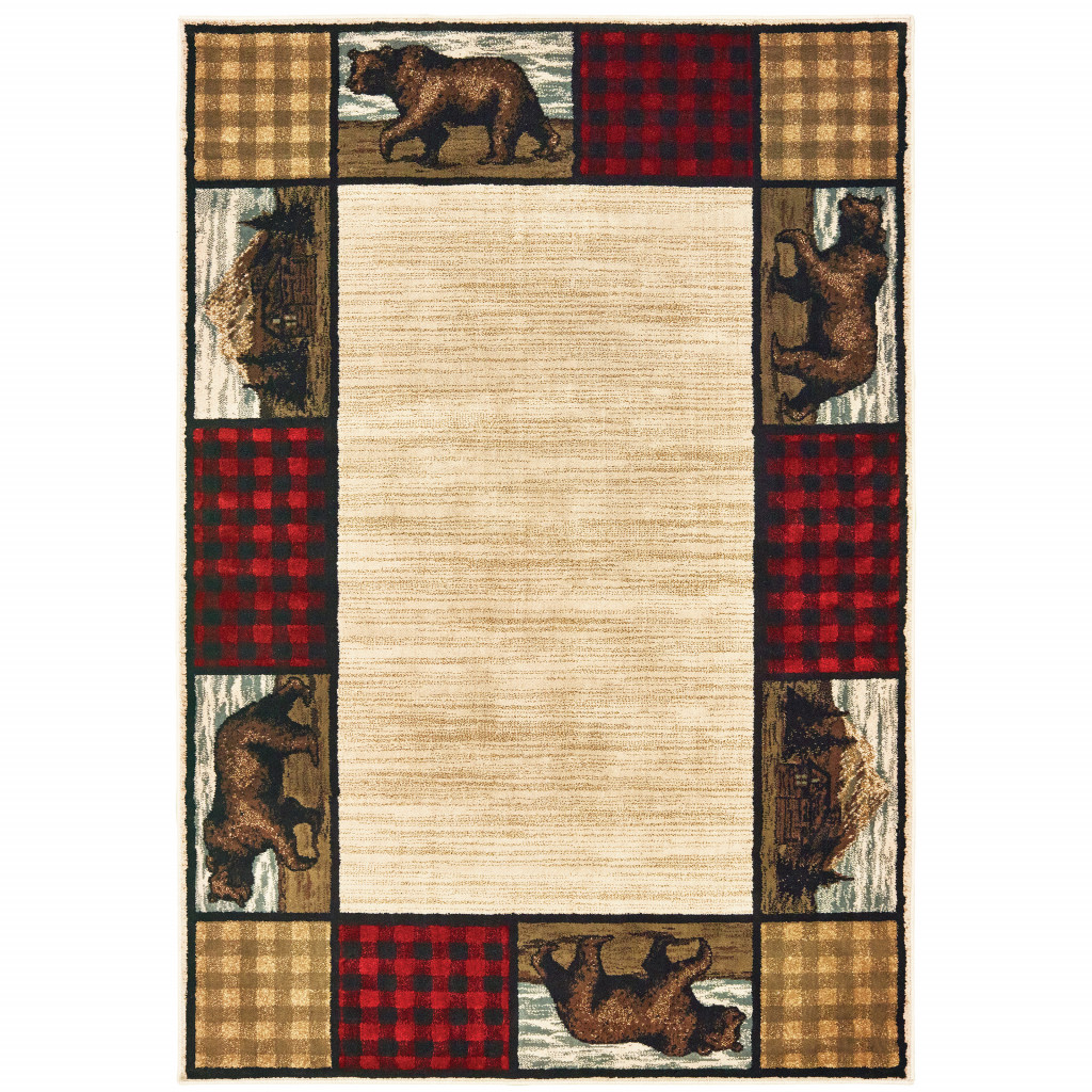 4' X 6' Ivory Southwestern Power Loom Stain Resistant Area Rug-509914-1