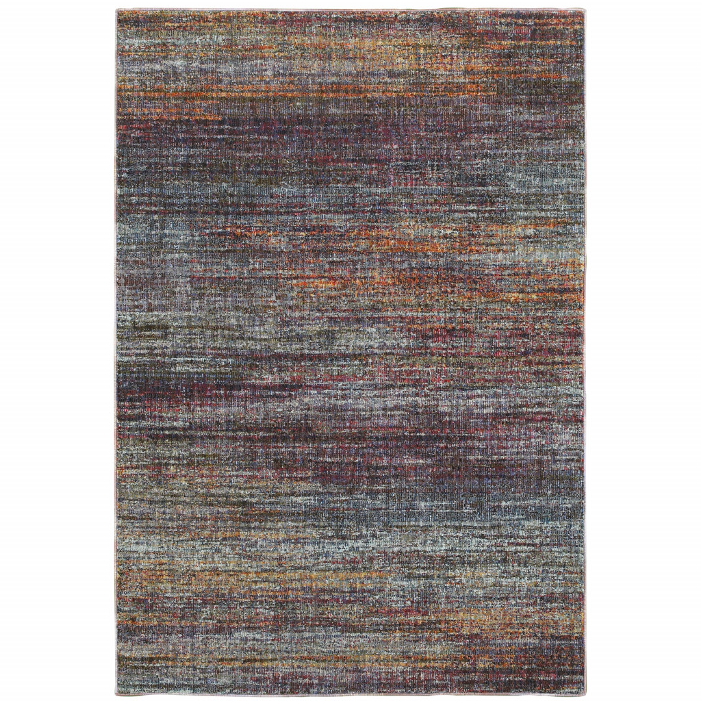 2" X 3" Blue and Gray Abstract Power Loom Area Rug