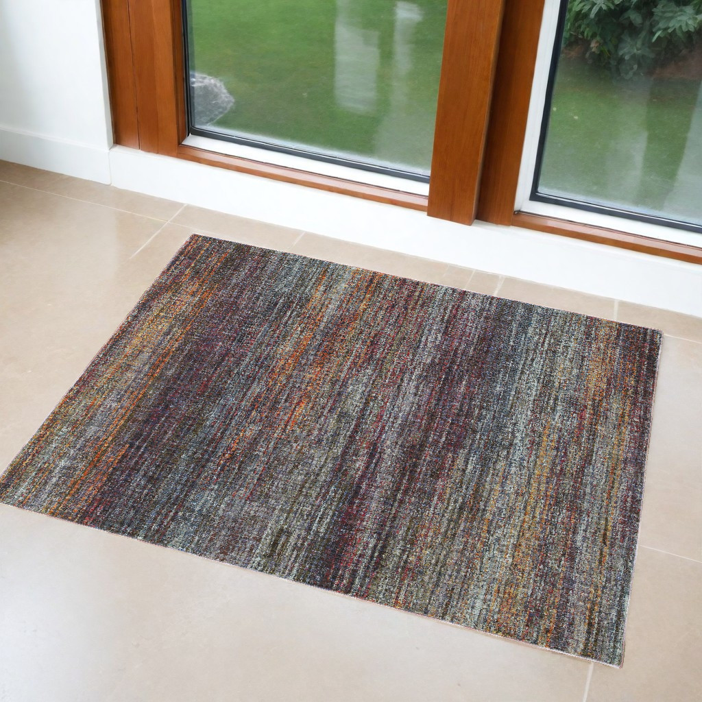 2" X 3" Blue and Gray Abstract Power Loom Area Rug