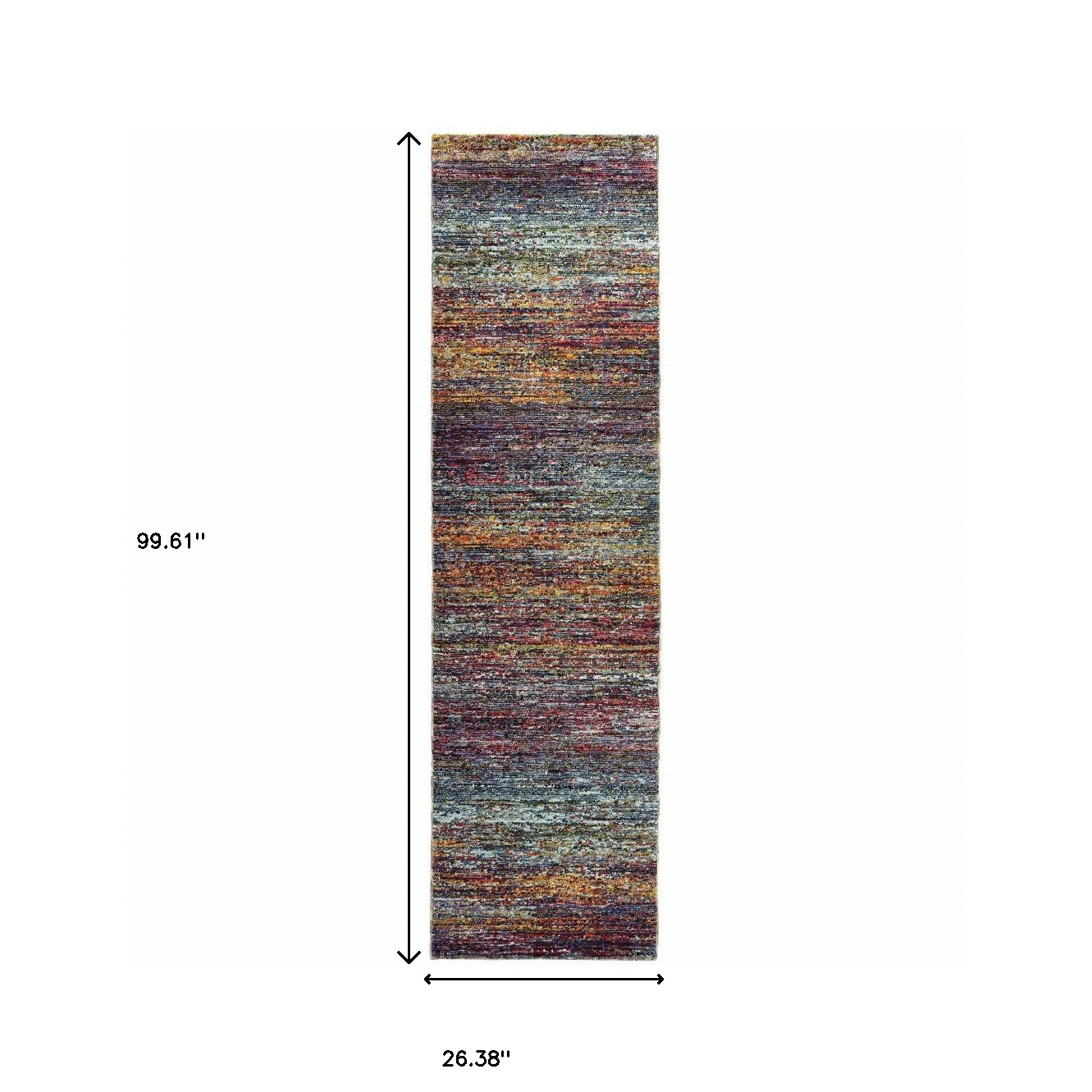 8" Runner Blue and Gray Abstract Power Loom Runner Rug