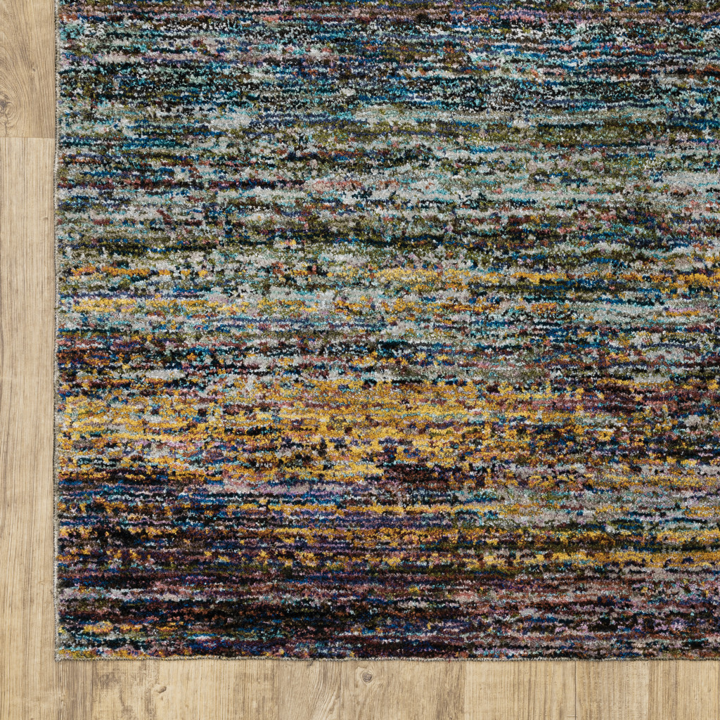 8" Runner Blue and Gray Abstract Power Loom Runner Rug