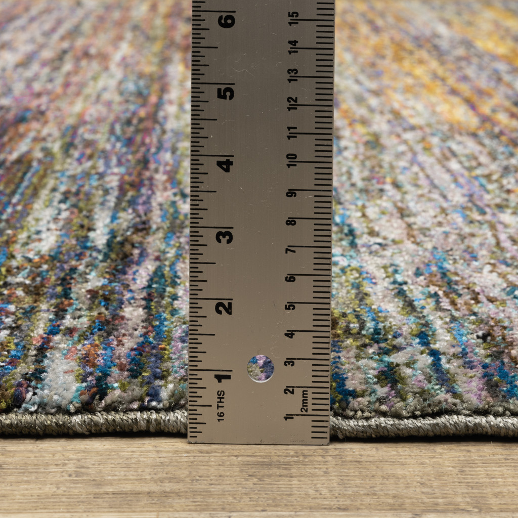8" Runner Blue and Gray Abstract Power Loom Runner Rug