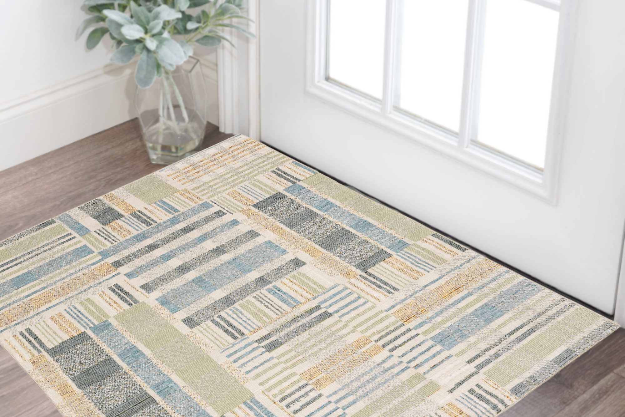 2' X 3' Blue And Green Geometric Area Rug-510199-1