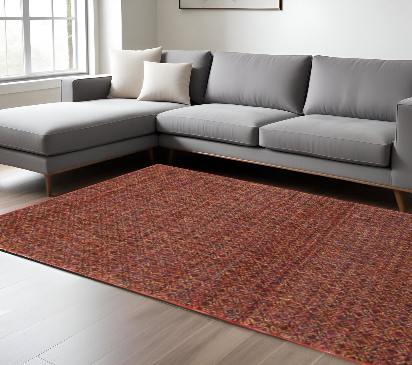 10' X 13' Red and Gold Geometric Power Loom Area Rug-510216-1