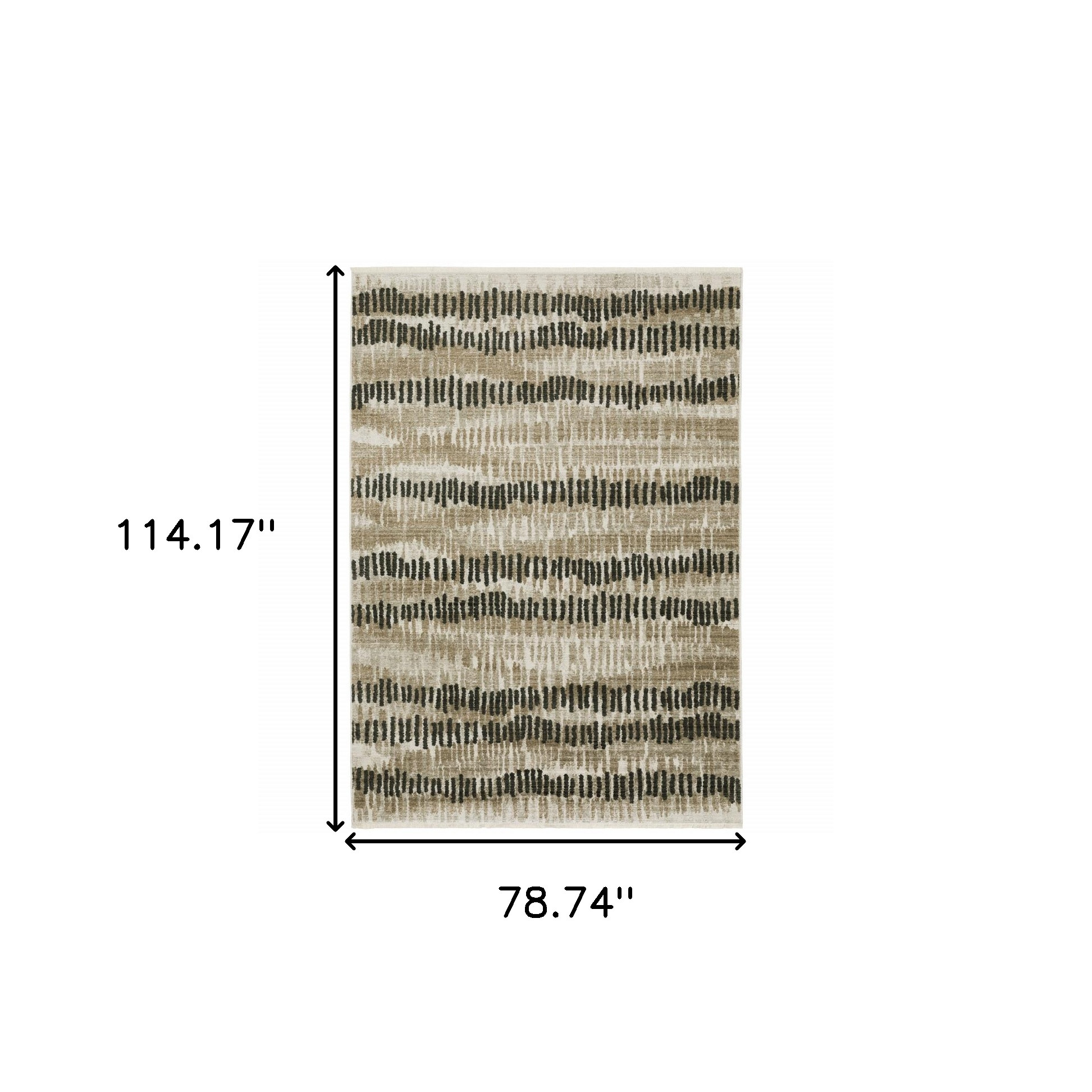 6" X 9" Beige Ivory Charcoal Brown Tan And Grey Abstract Power Loom Stain Resistant Area Rug With Fringe