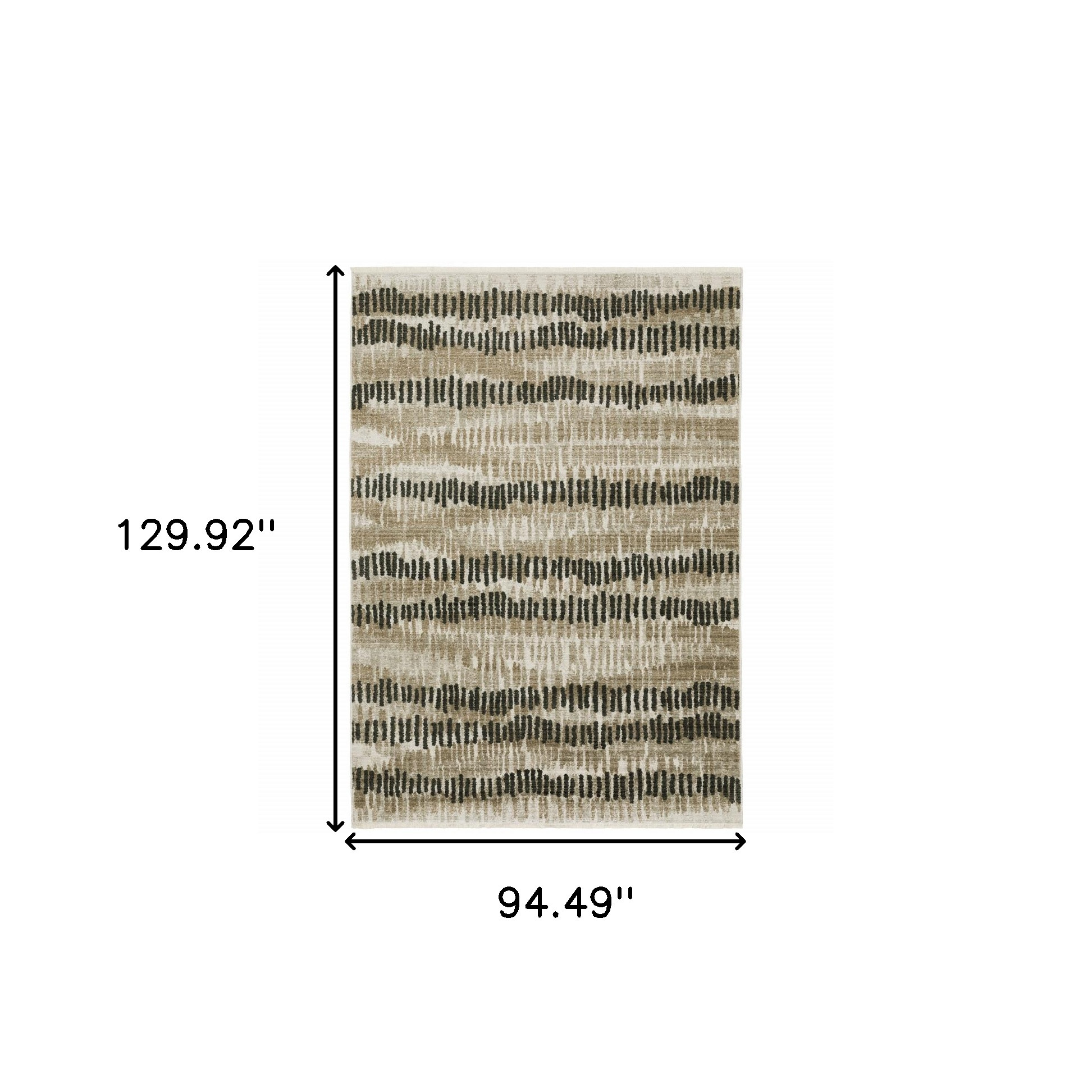 8" X 11" Beige Ivory Charcoal Brown Tan And Grey Abstract Power Loom Stain Resistant Area Rug With Fringe