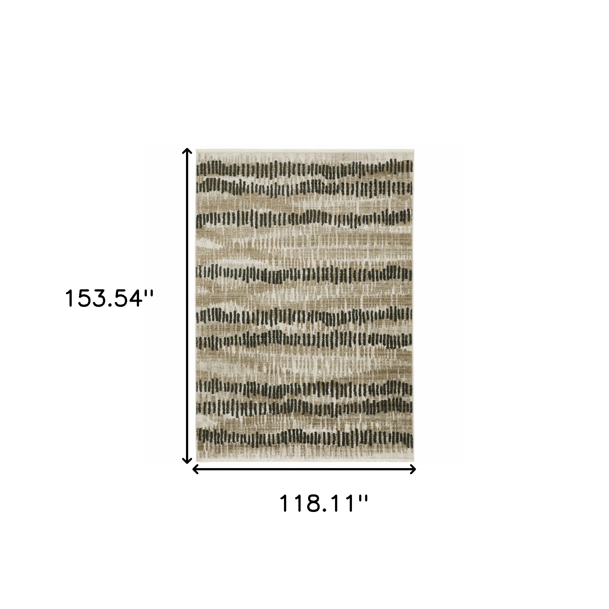 10" X 13" Beige Ivory Charcoal Brown Tan And Grey Abstract Power Loom Stain Resistant Area Rug With Fringe