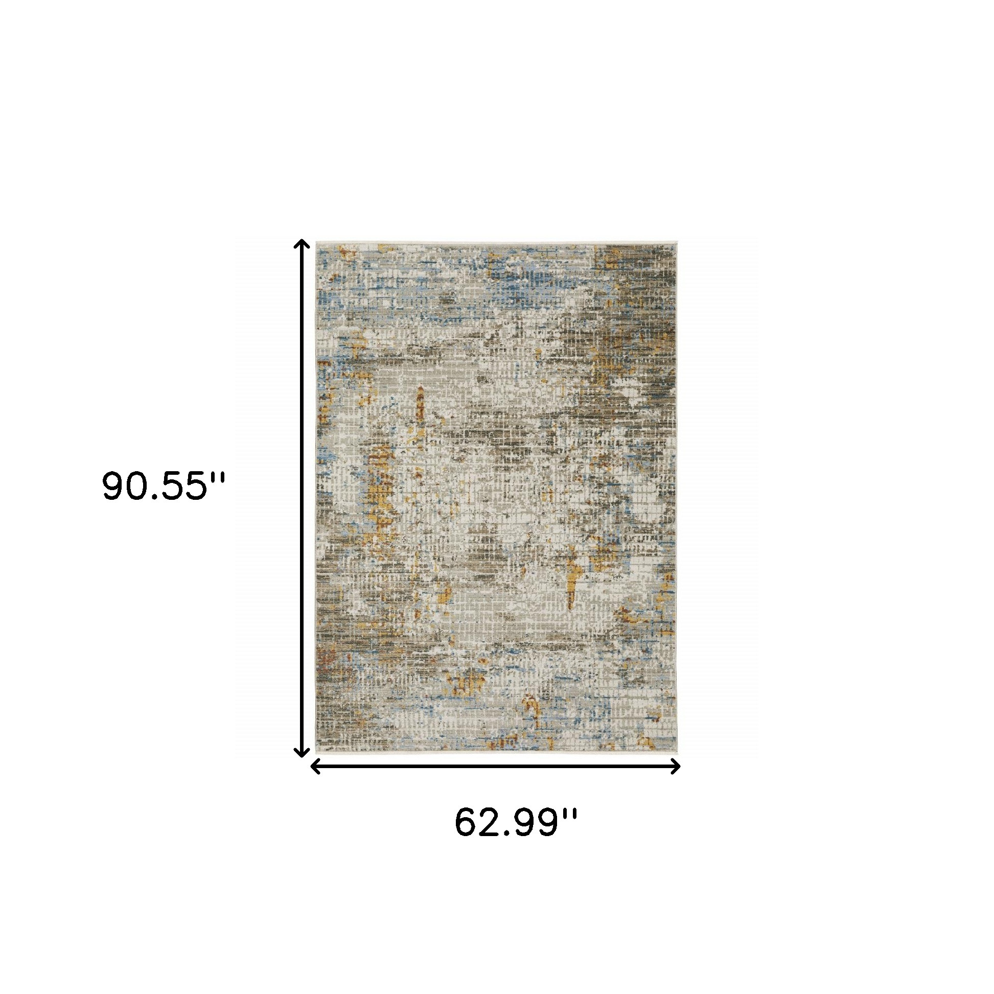 5" X 8" Beige Grey Brown Gold Red And Blue Abstract Power Loom Stain Resistant Area Rug With Fringe