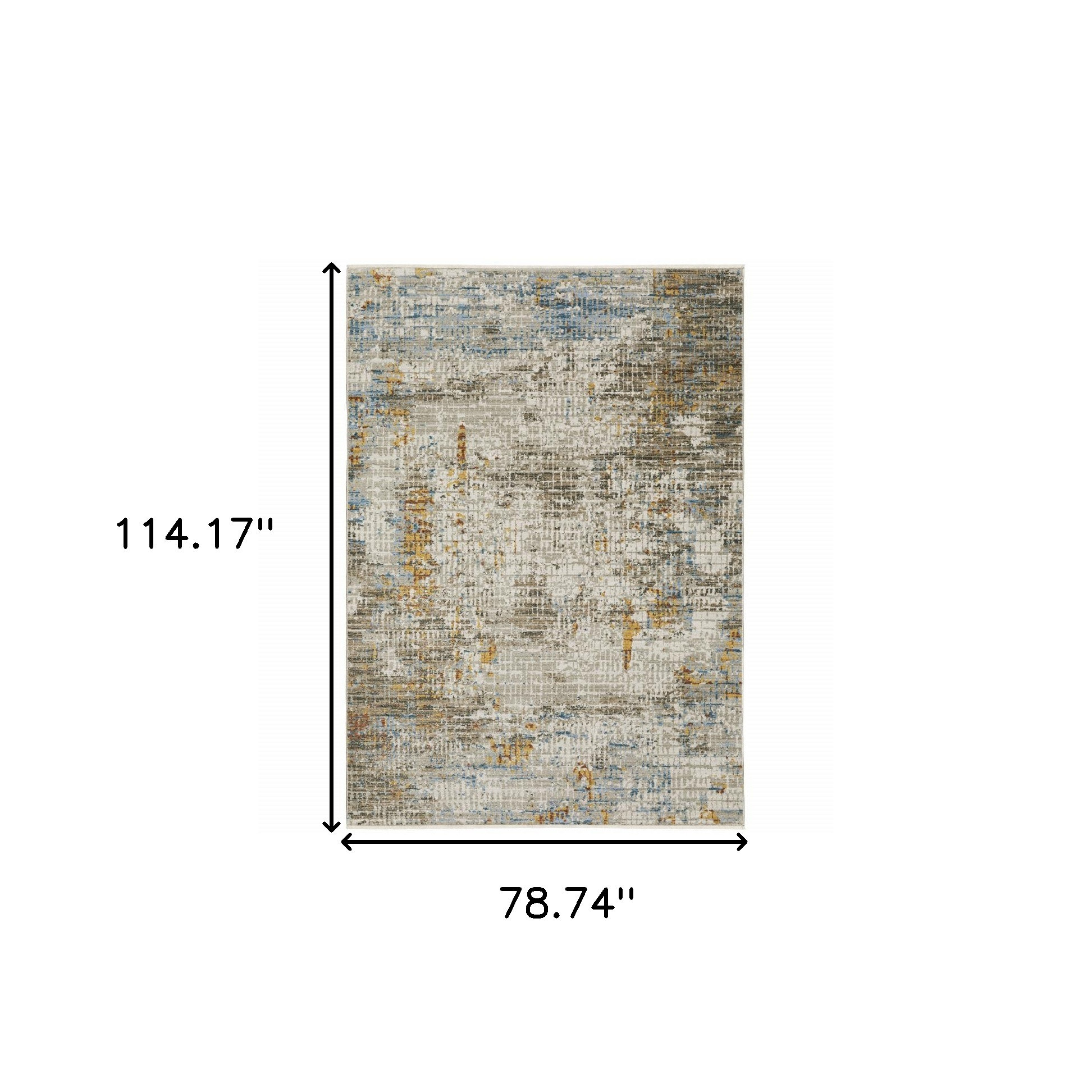 6" X 9" Beige Grey Brown Gold Red And Blue Abstract Power Loom Stain Resistant Area Rug With Fringe