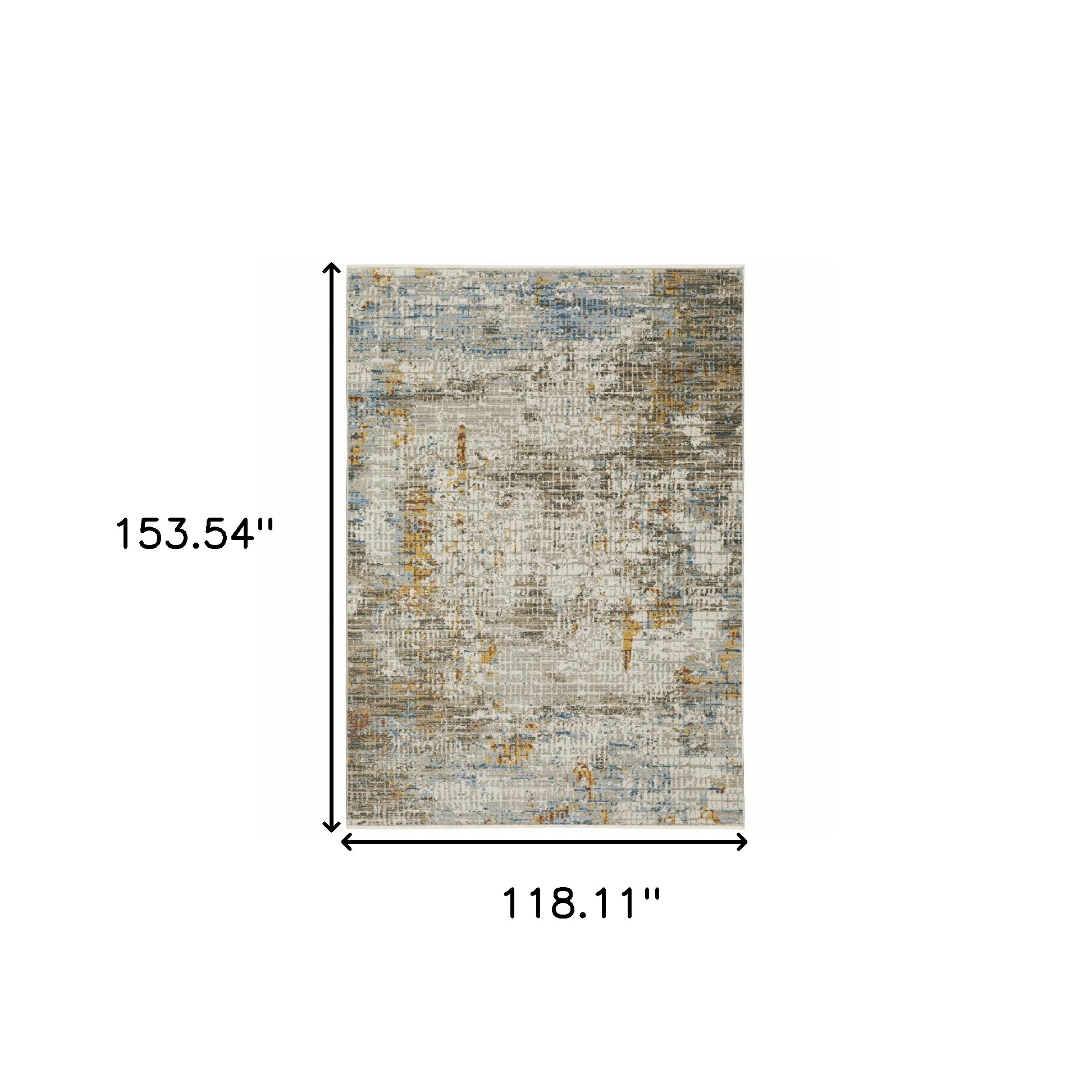 10" X 13" Beige Grey Brown Gold Red And Blue Abstract Power Loom Stain Resistant Area Rug With Fringe